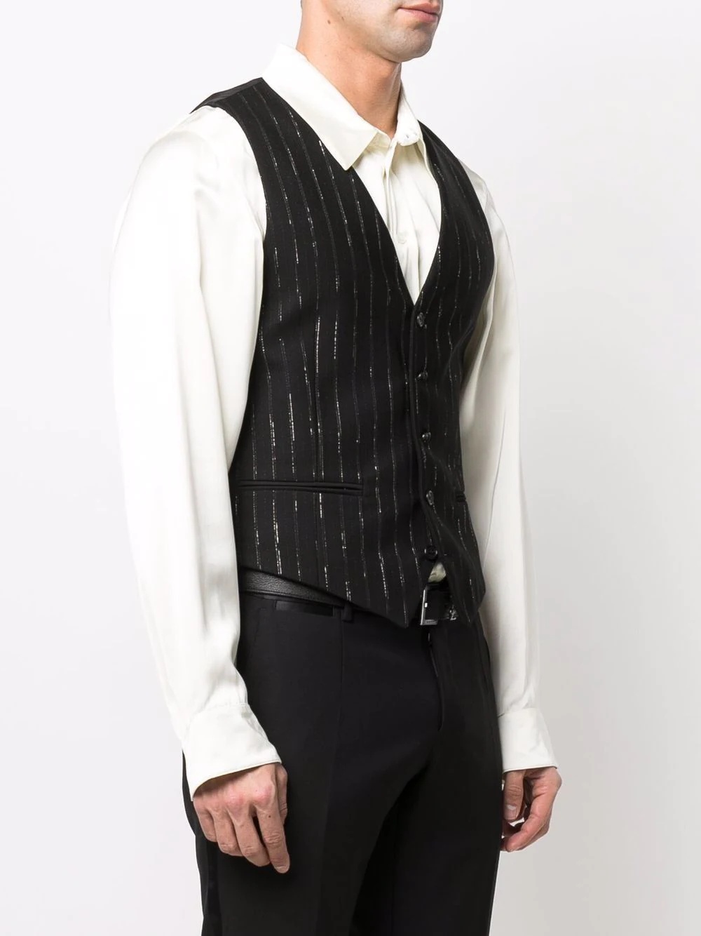 fitted pinstripe vest - 3