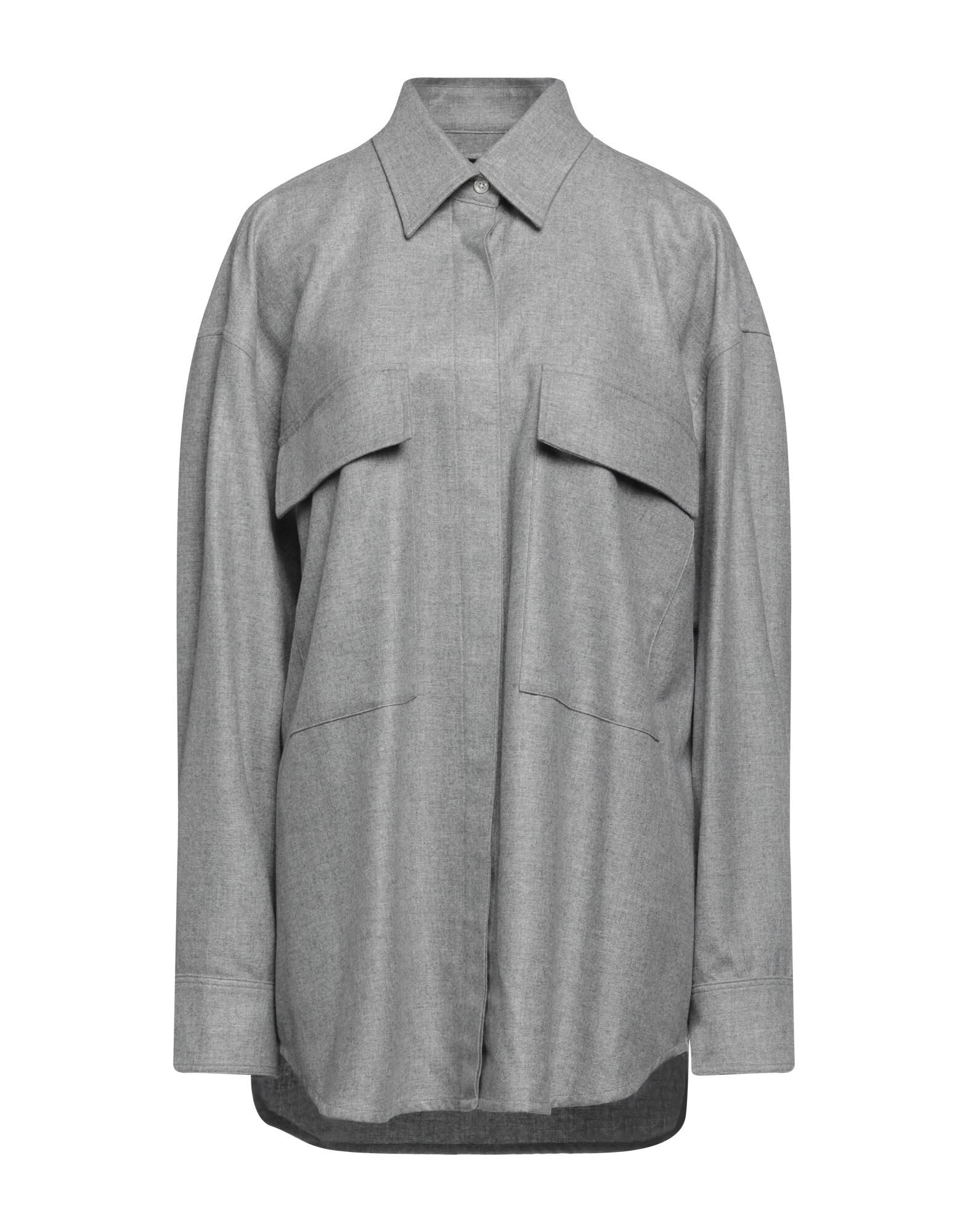 Grey Women's Solid Color Shirts & Blouses - 1