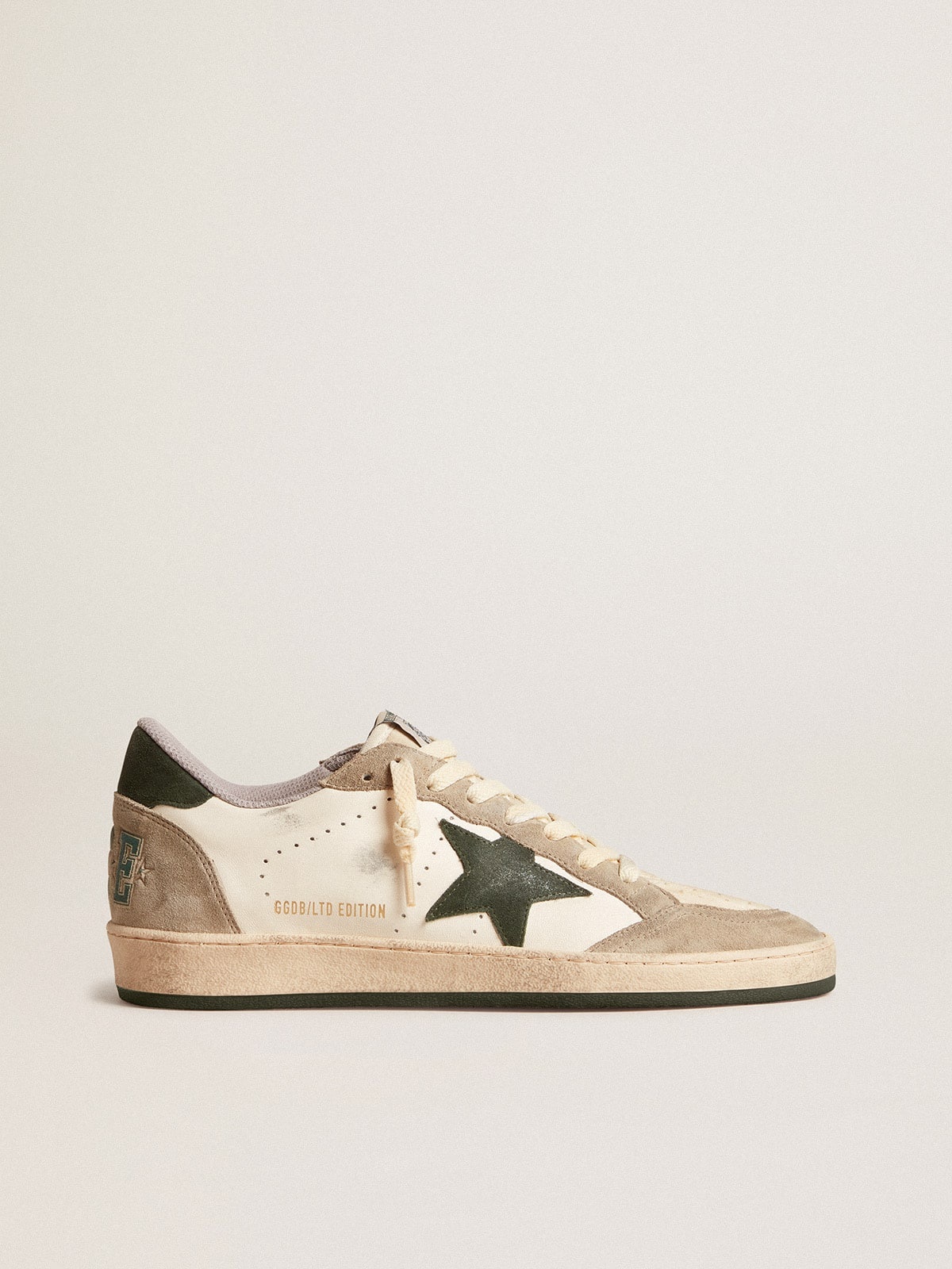 Ball Star LTD in nappa with green star and dove-gray suede inserts - 1