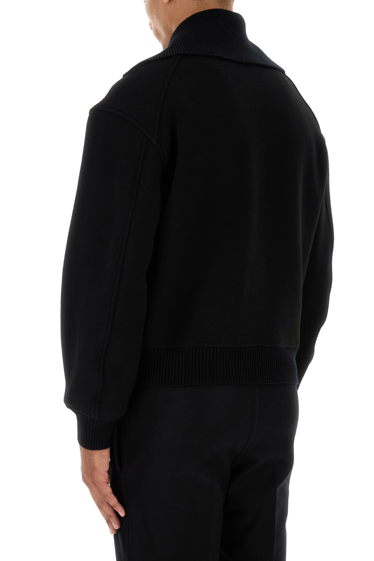 Black wool blend bomber jacket - 4