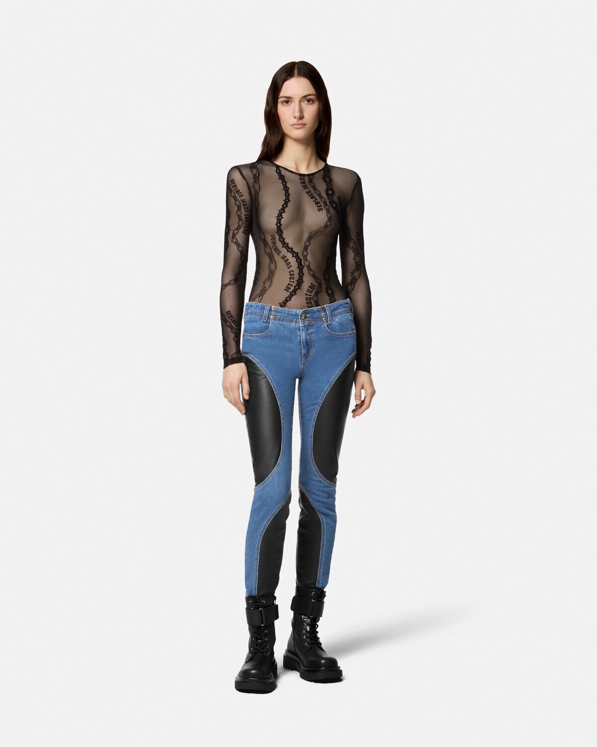 Paneled Skinny Jeans - 2