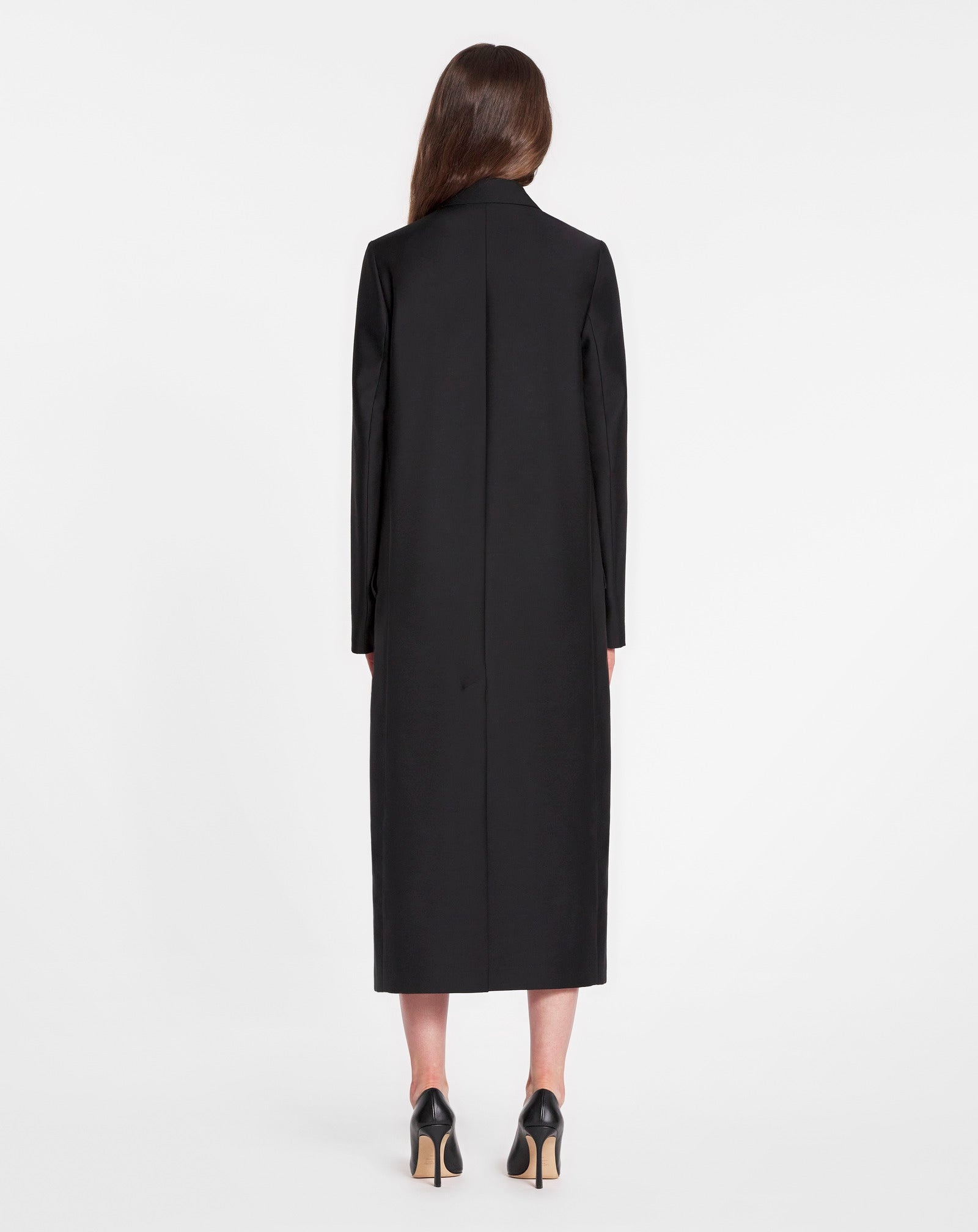 SINGLE-BREASTED TAILORED COAT IN WOOL SILK WITH EMBROIDERY - 4