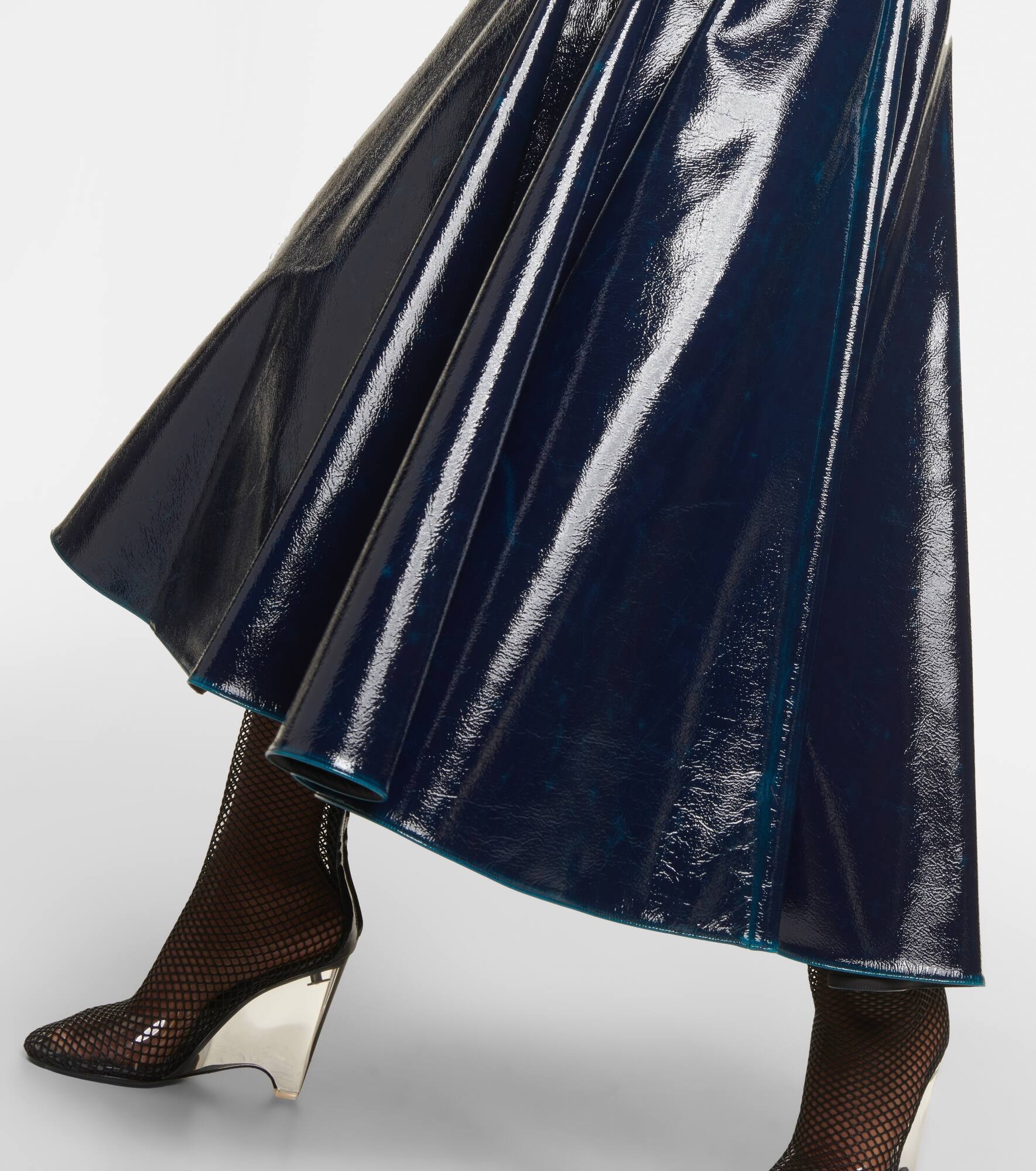 Coated wool-blend midi skirt - 5