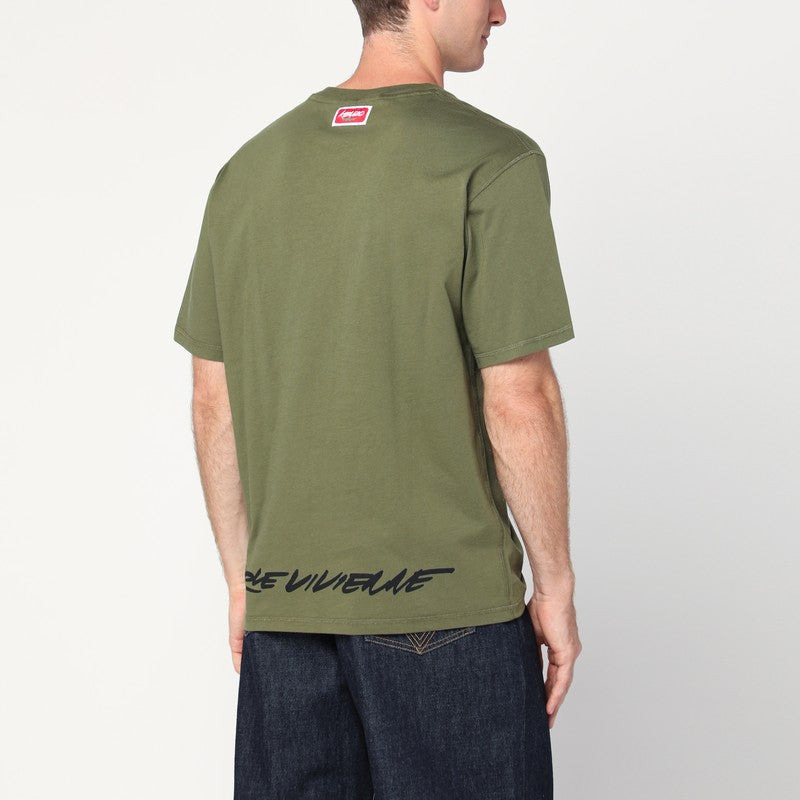 Kenzo Khaki Cotton T-Shirt With Logo Men - 2