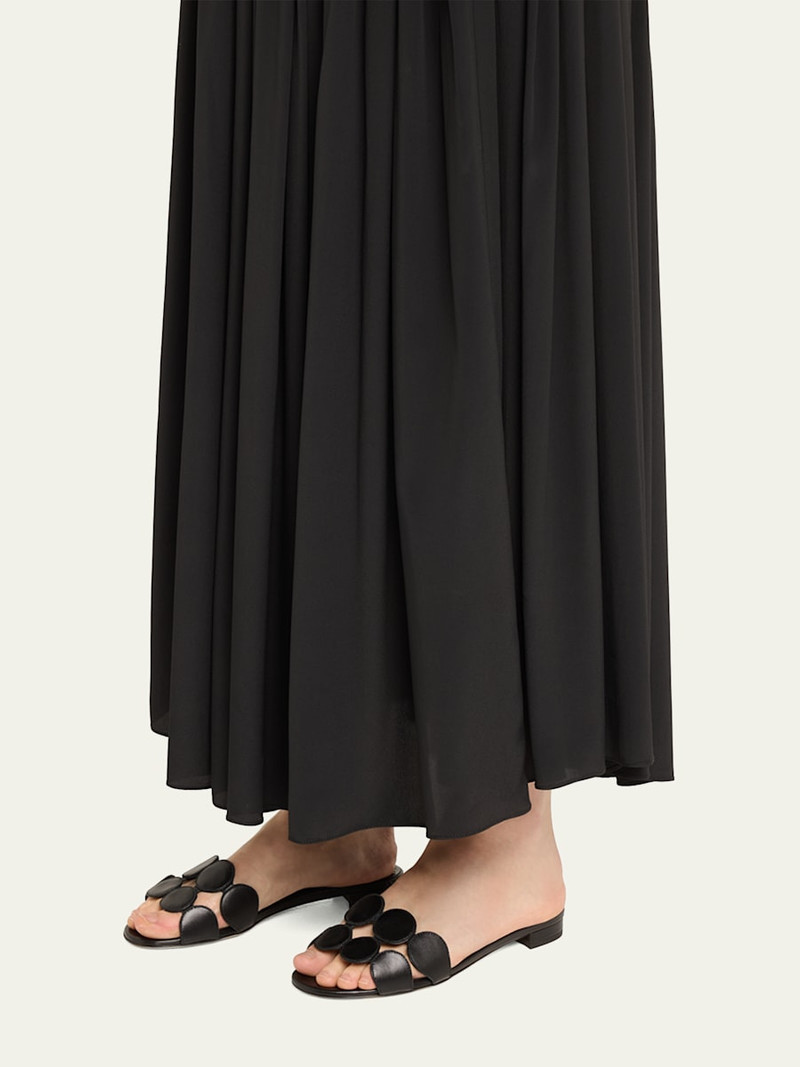 Manolo Blahnik Circle-Cut Leather Flat Slide Sandals outlook