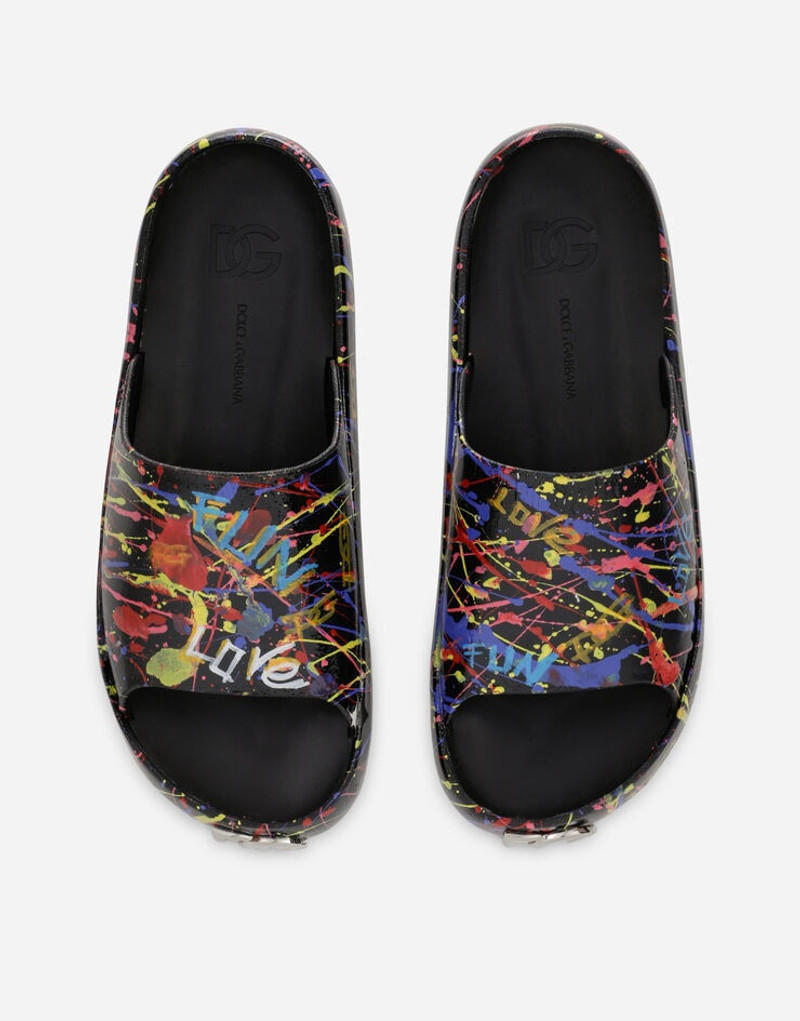 Beachwear sliders with color splash print 4