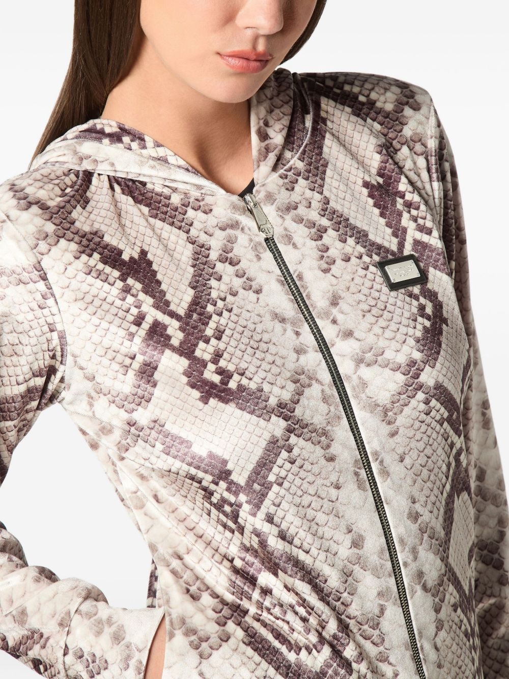 python-print zip-up hoodie - 6