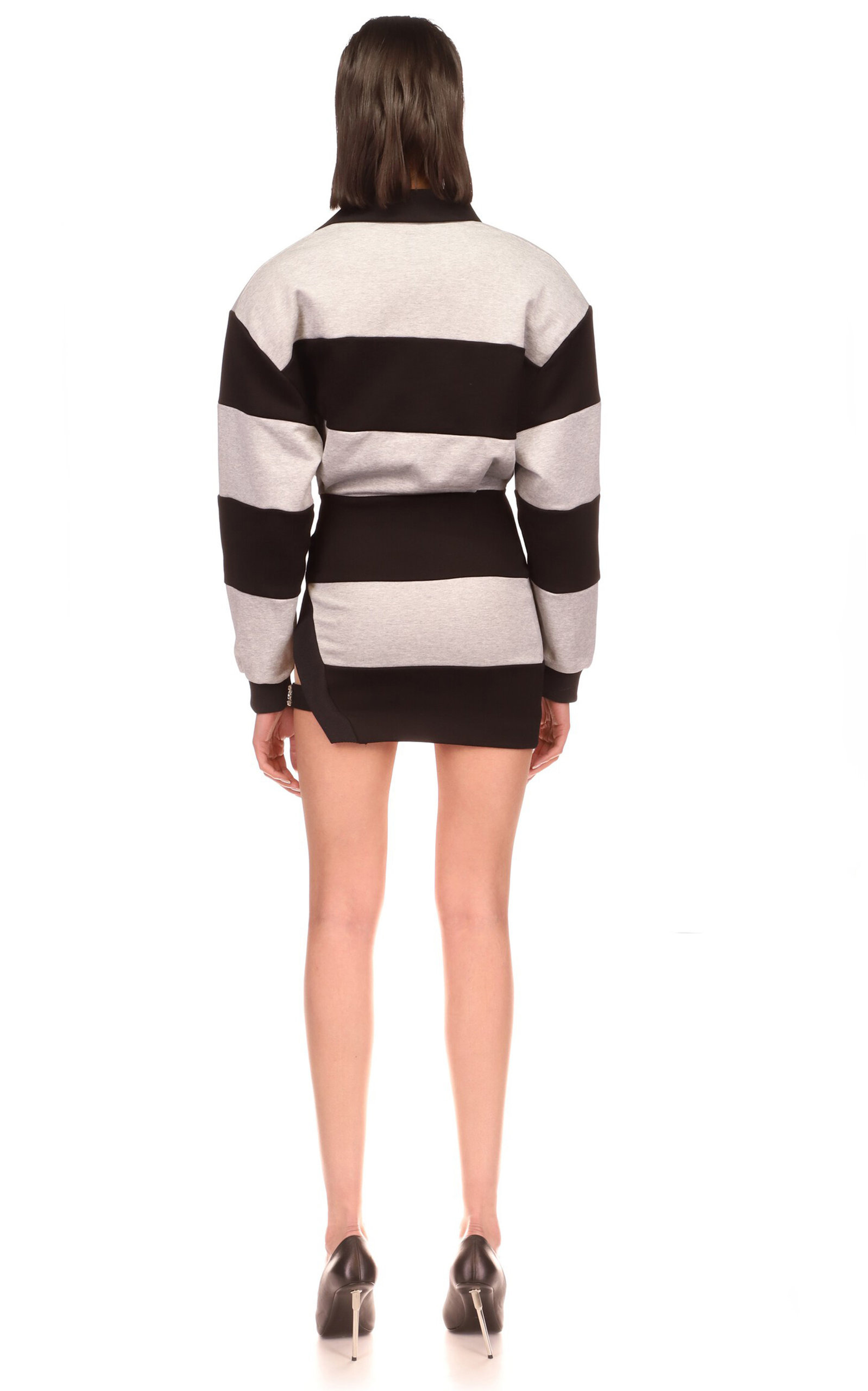 Crystal-Embellished Cotton Mini Dress stripe - 3