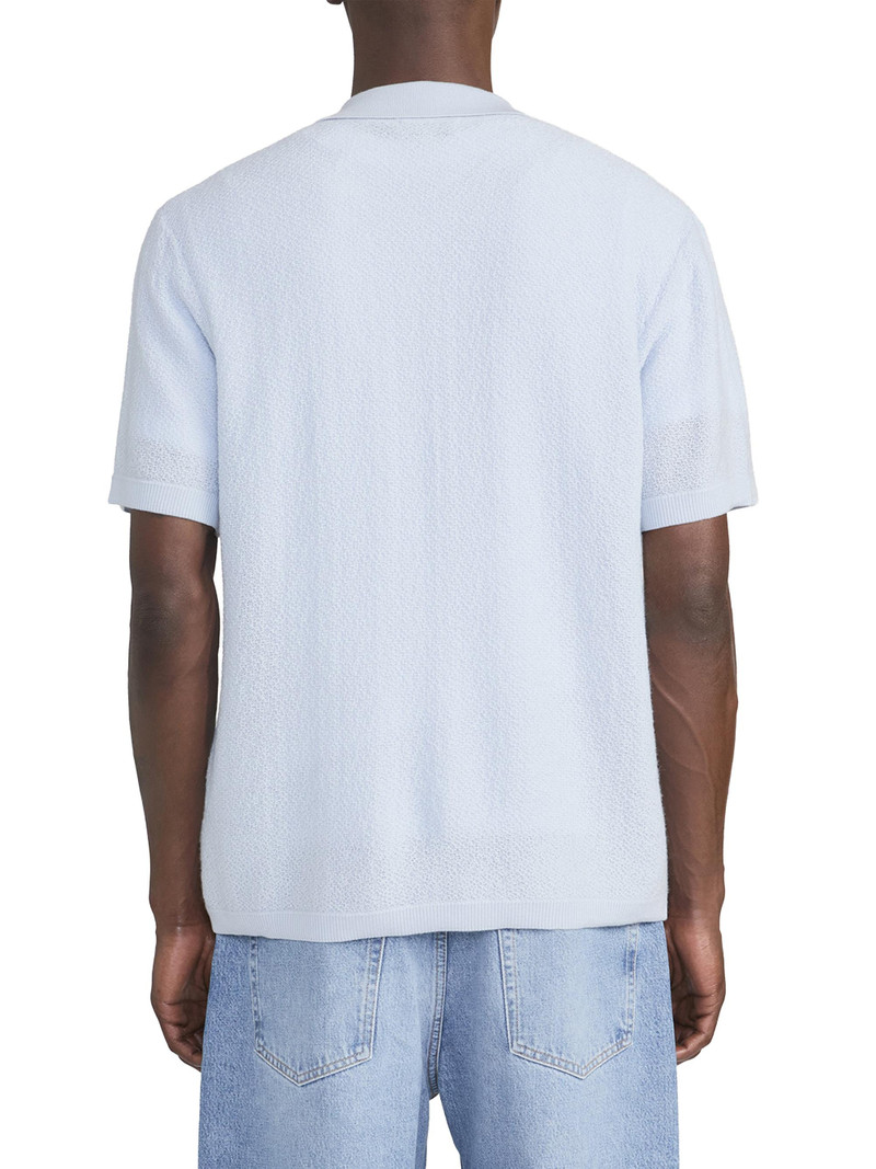 Men's Wool Short-Sleeve Button-Front Cardigan - Pale Blue 6