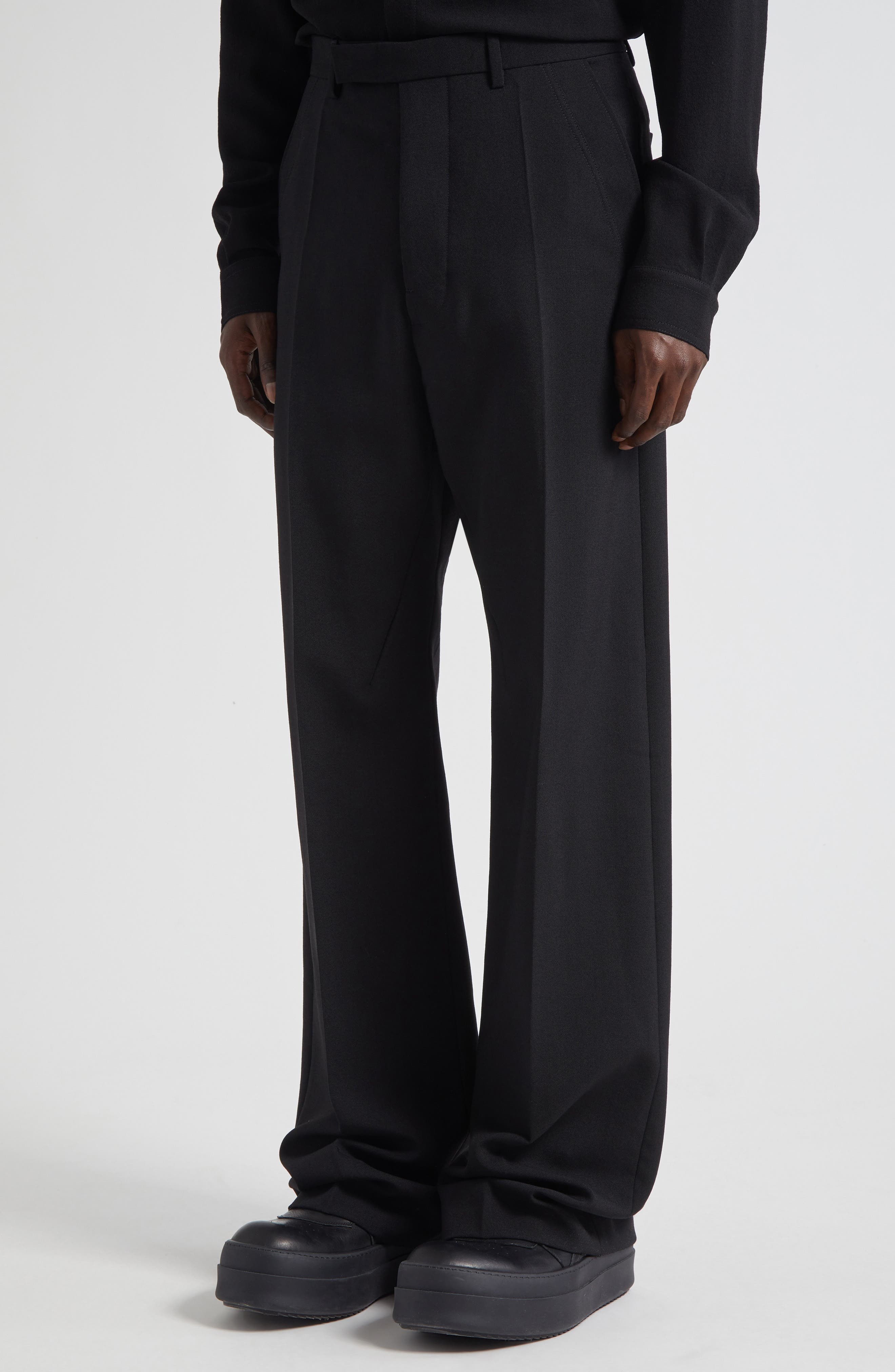Rick Owens Tailored Geth Wide Leg Virgin Wool Pants in Black at Nordstrom - 5