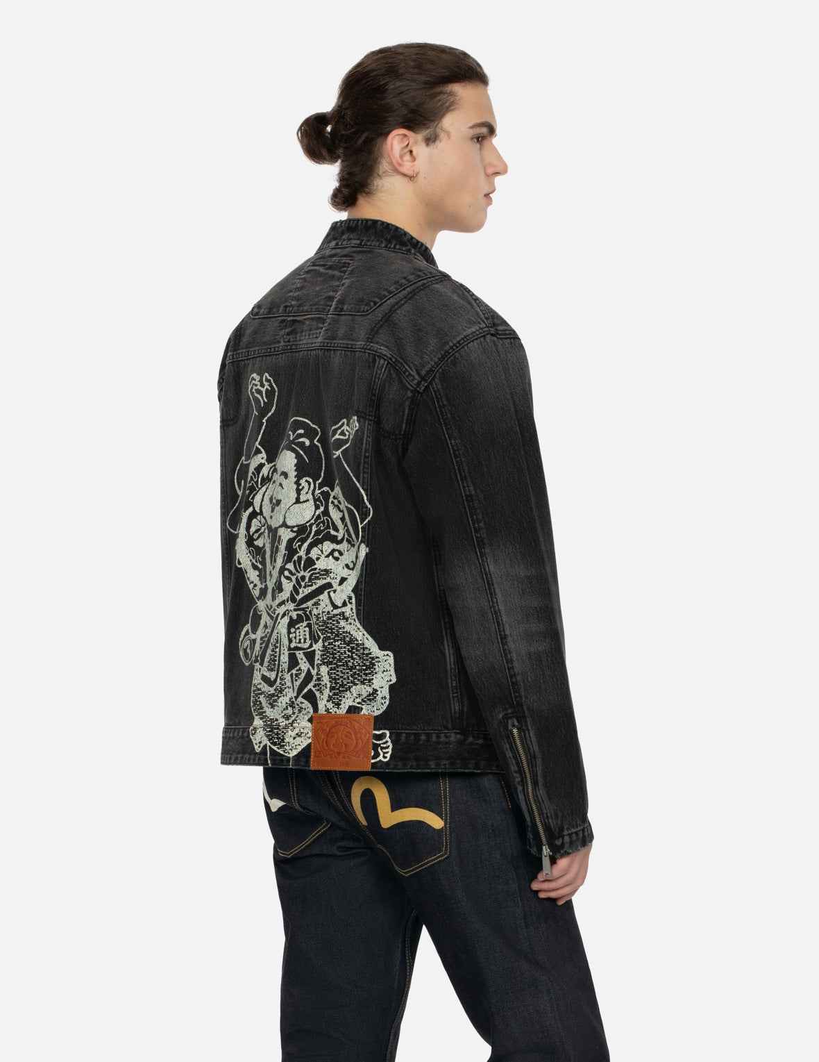 GODHEAD PRINT RELAX FIT BIKER DENIM JACKET - 7