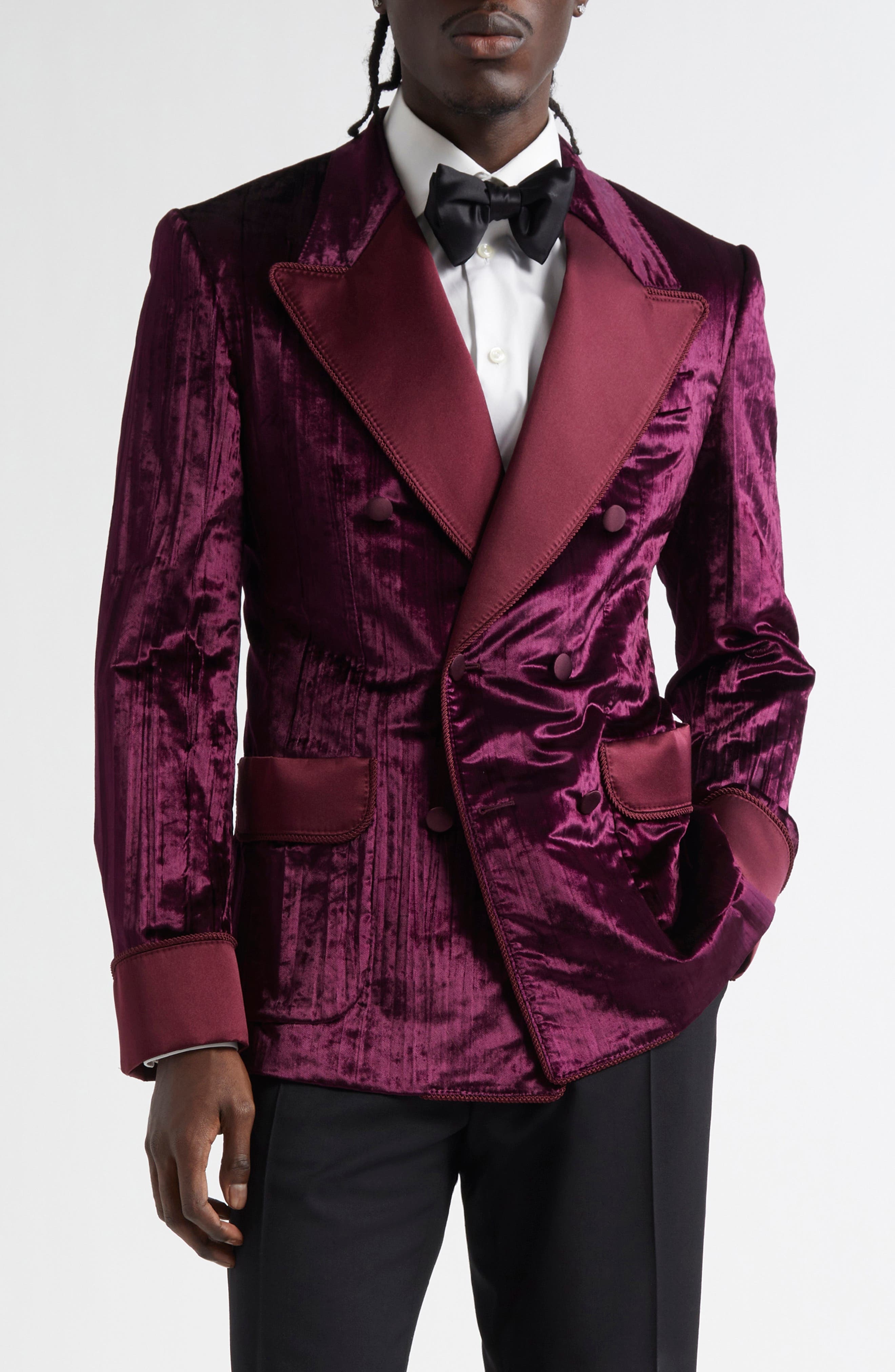 Dolce&Gabbana Double Breasted Velvet Jacket in F0130 Melanzana Scurissimo at Nordstrom - 1