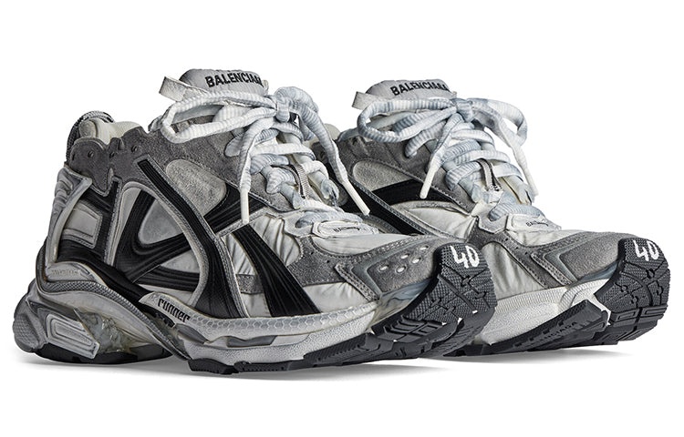 (WMNS) Balenciaga Runner SneakerS 'Grey White and Black Nylon and Suede Like Fabric' 772767W3RNY9012 - 3