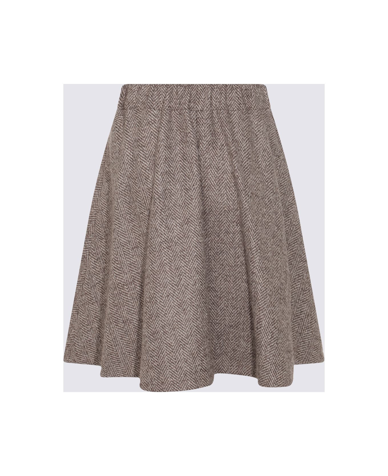 Brown Wool Mini Skirt - 2