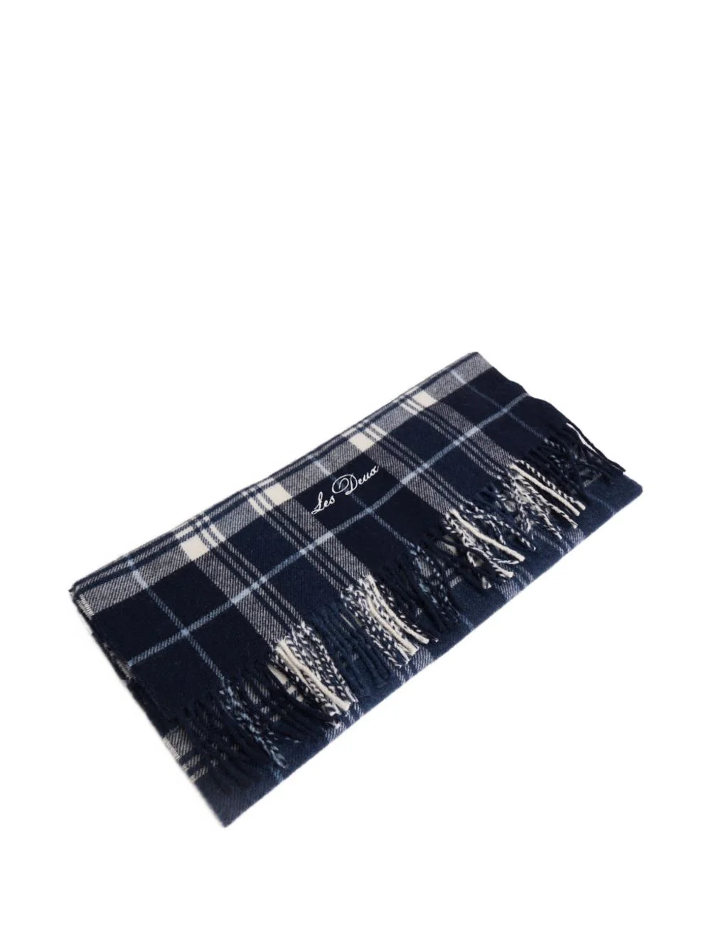 check-pattern fringed-detail scarf - 1