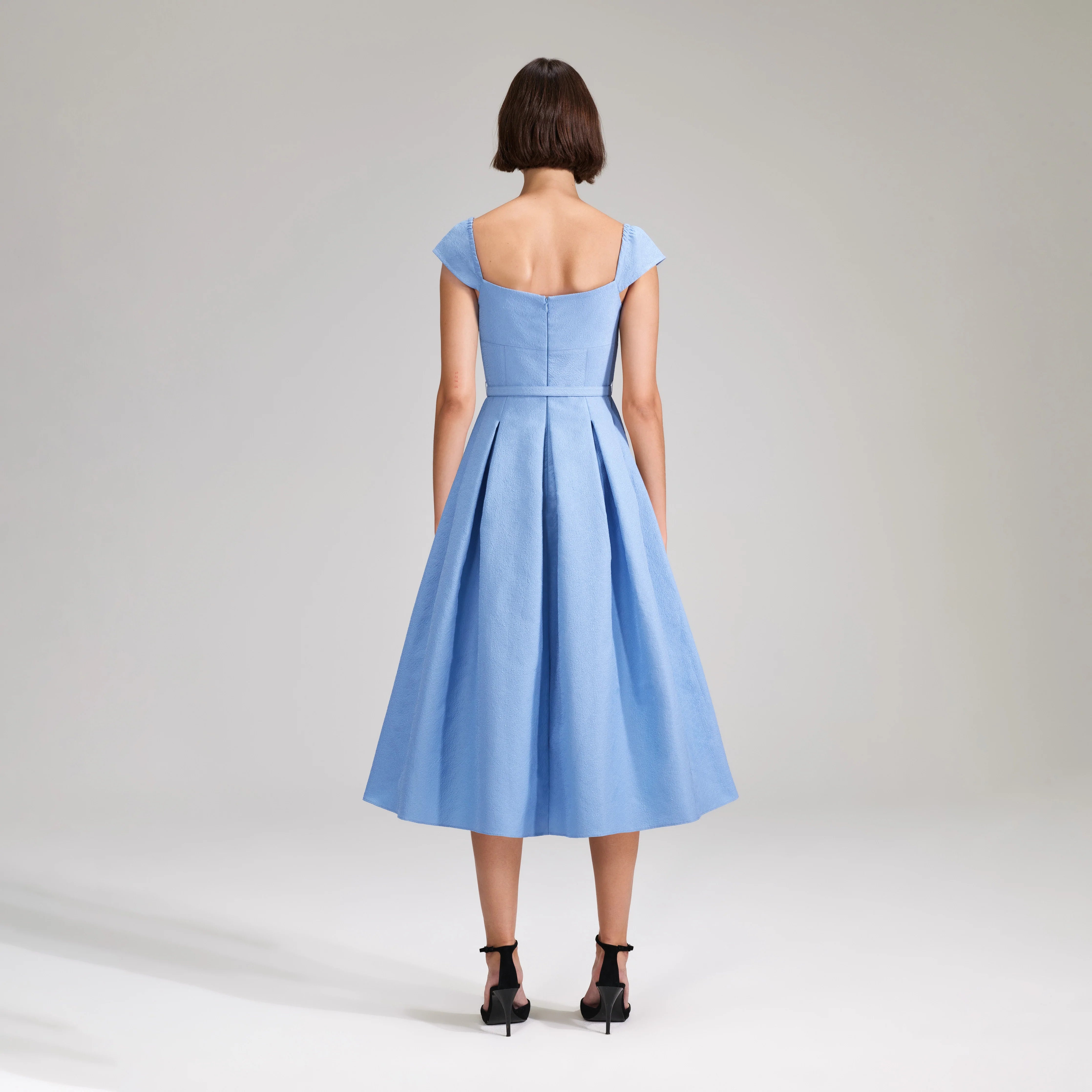 Blue Taffeta Midi Dress - 3