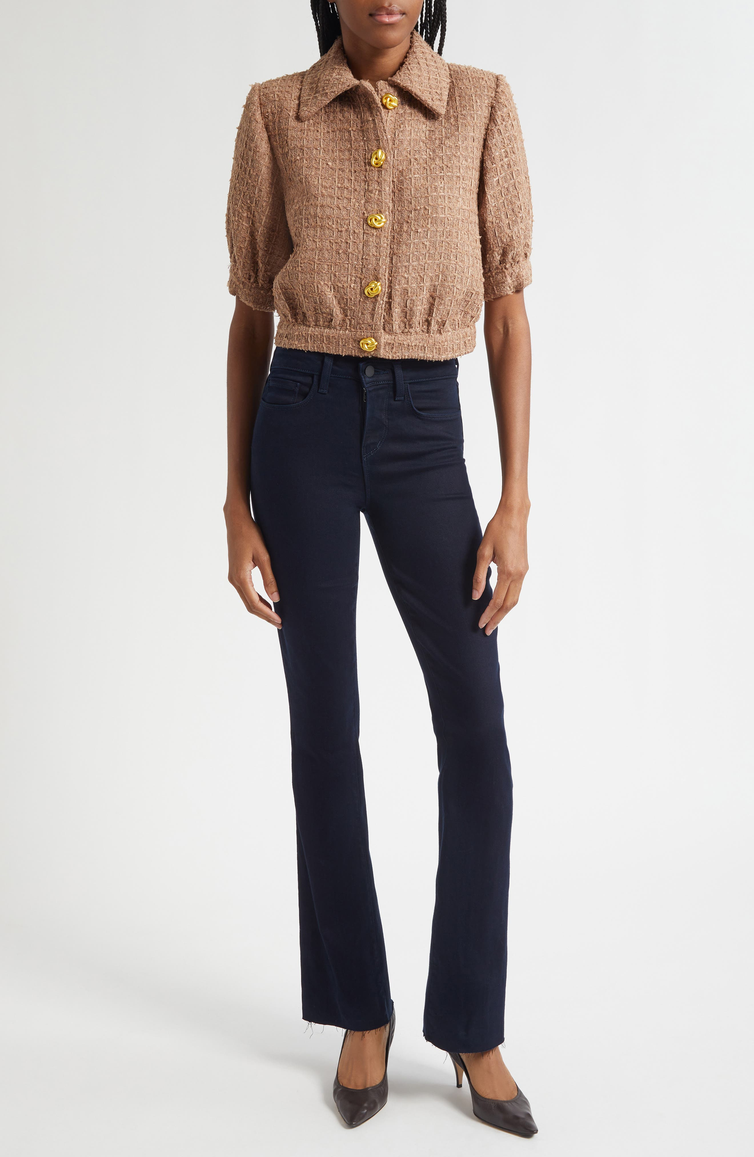L'AGENCE Ruth High Waist Raw Hem Straight Leg Jeans in Metro at Nordstrom - 2