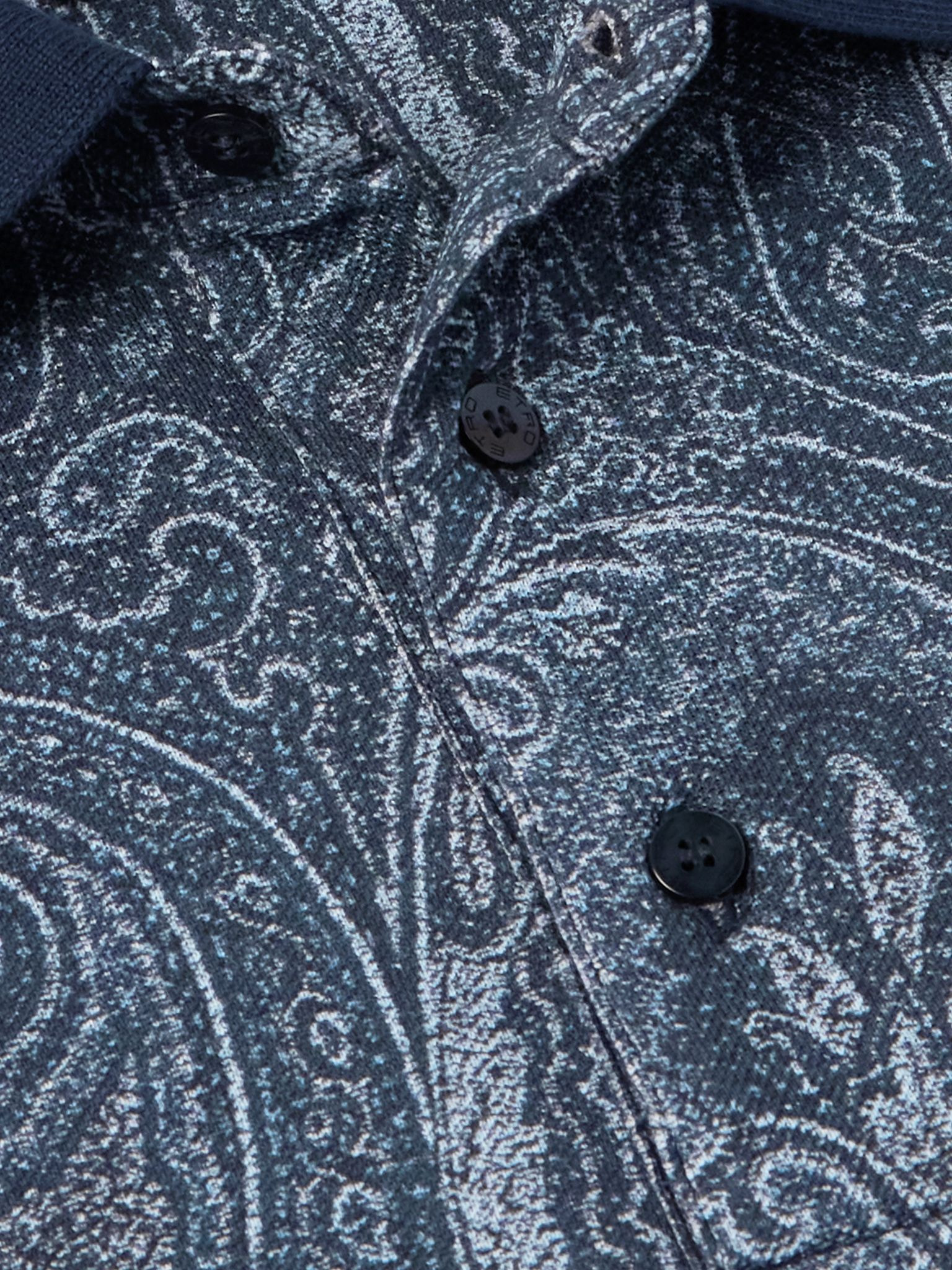 Roma Slim-Fit Logo-Embroidered Paisley-Print Cotton-Piqué Polo Shirt Blue - 5