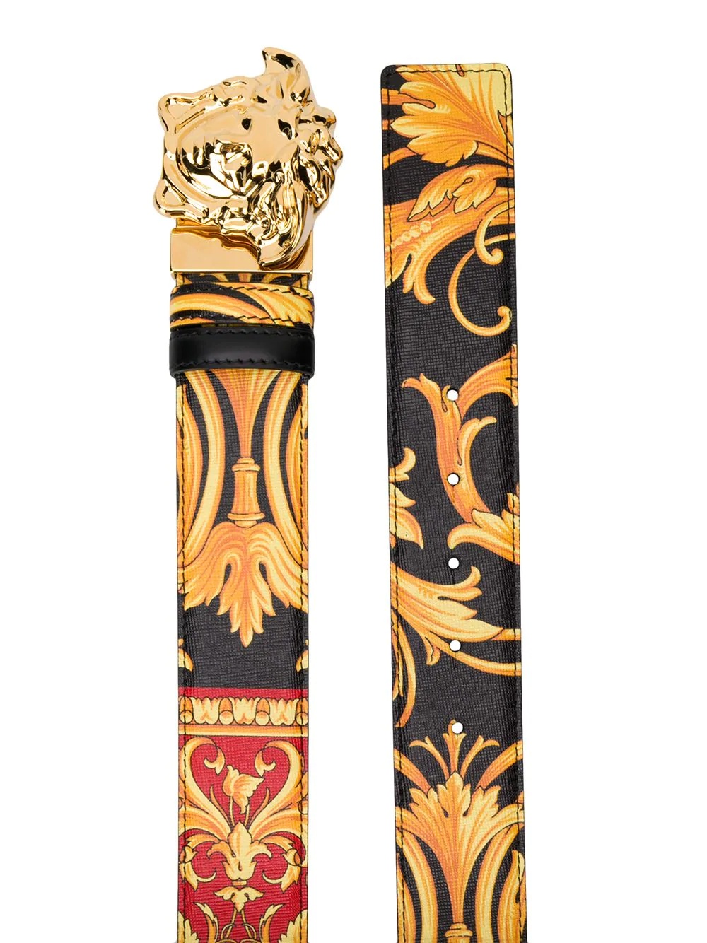 Baroque-print Medusa-buckle belt - 2