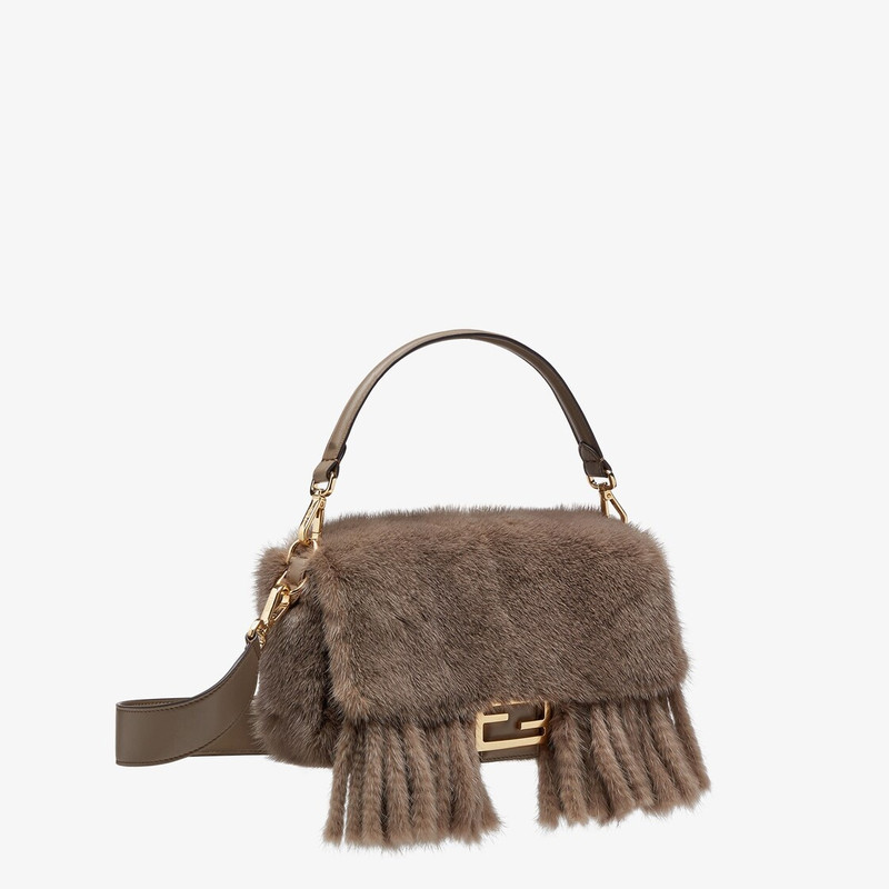 FENDI Gray mink bag with fringing outlook