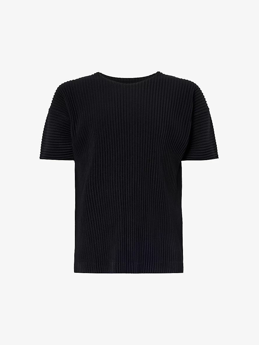 Basic pleated knitted T-shirt - 1