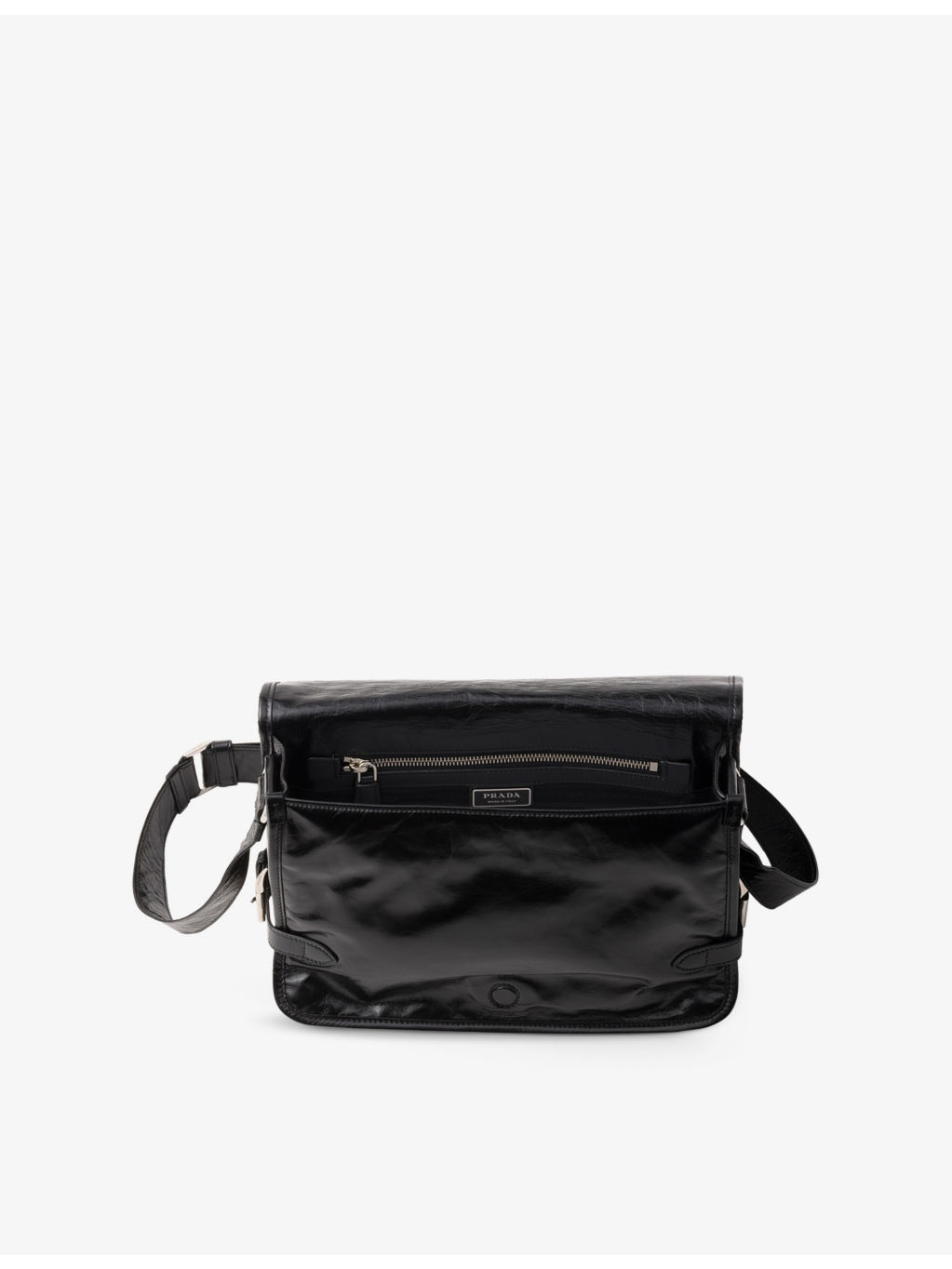 Branded-Plaque Patent-Leather Shoulder Bag - 4