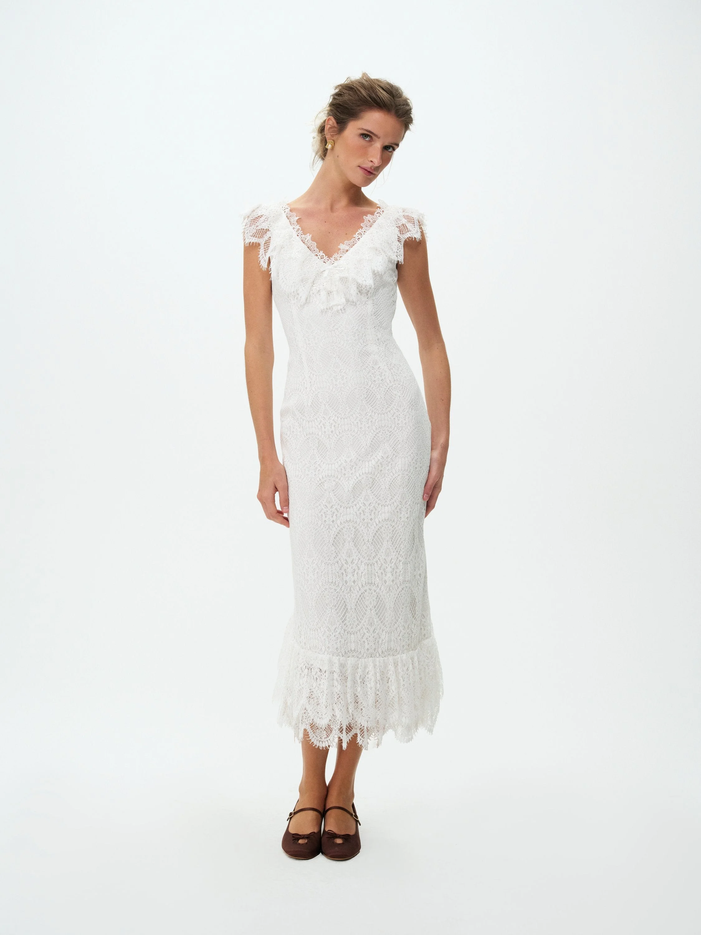 Victorian Cascade Lace Midi Dress - 1