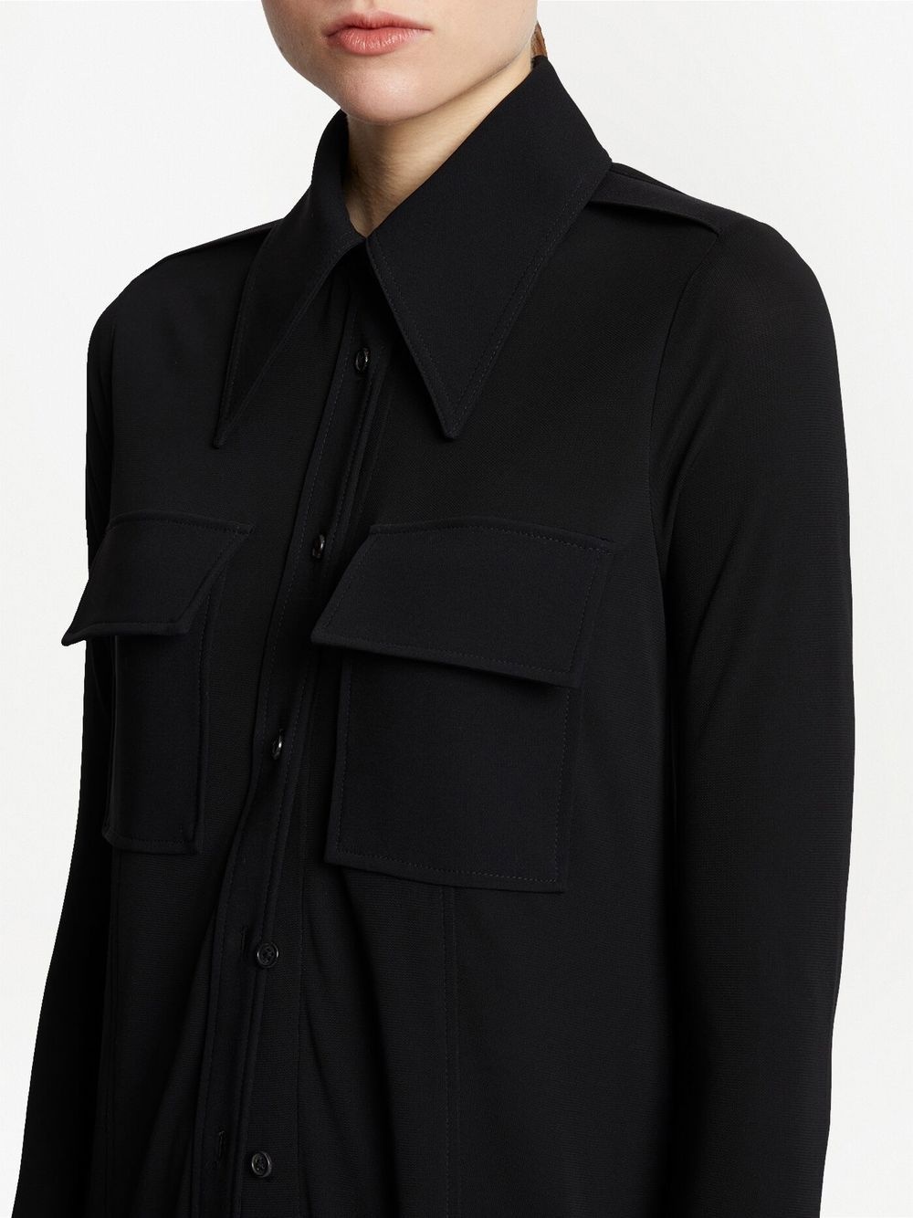 pointed-collar button-up shirt - 5