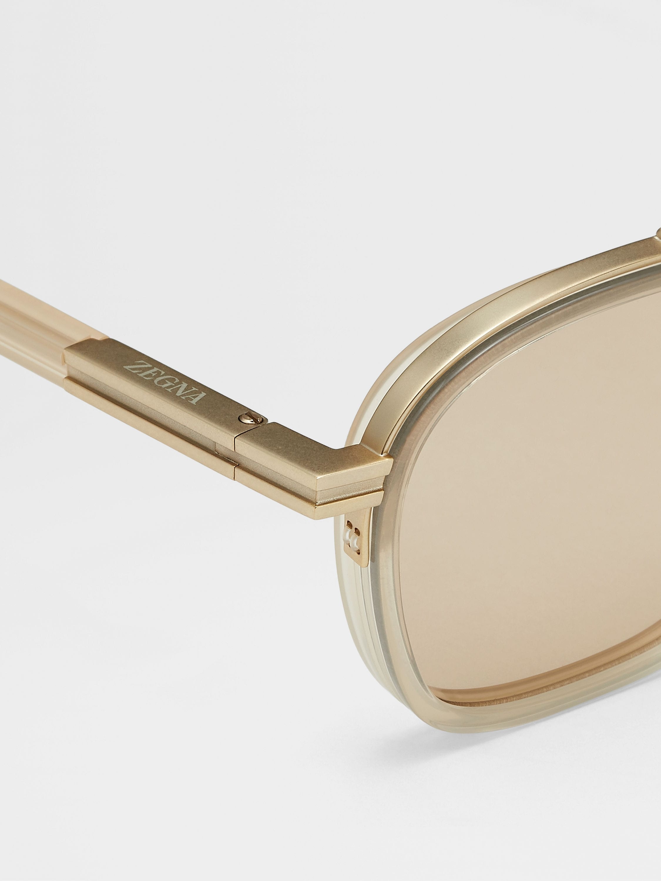 TRANSPARENT DARK GREY ORIZZONTE I ACETATE AND METAL SUNGLASSES - 2