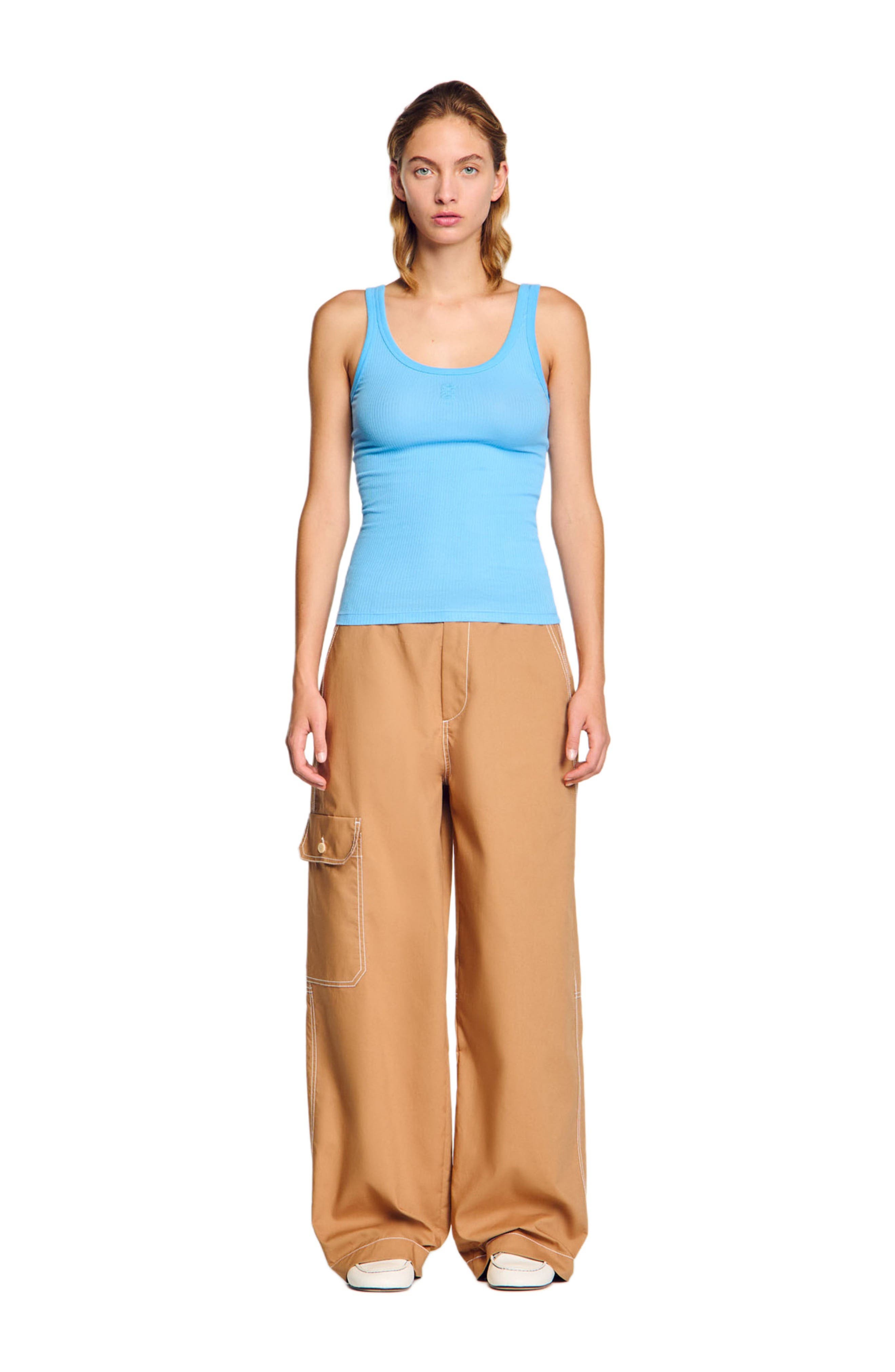 SANDRO Ribbed vest top in Blue at Nordstrom - 1