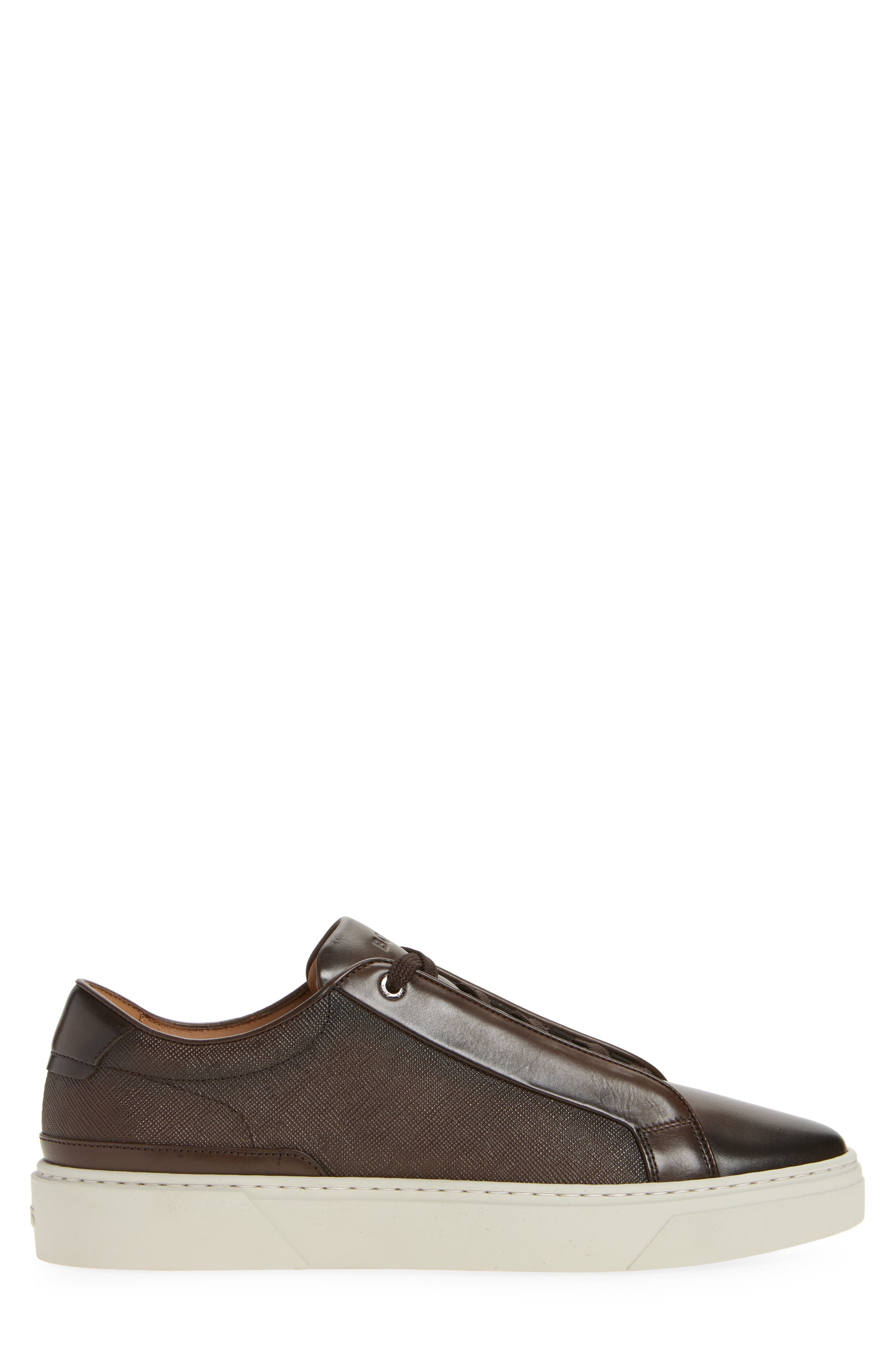 BOSS Gary Textured Leather Low Top Sneaker in Dark Brown at Nordstrom - 3