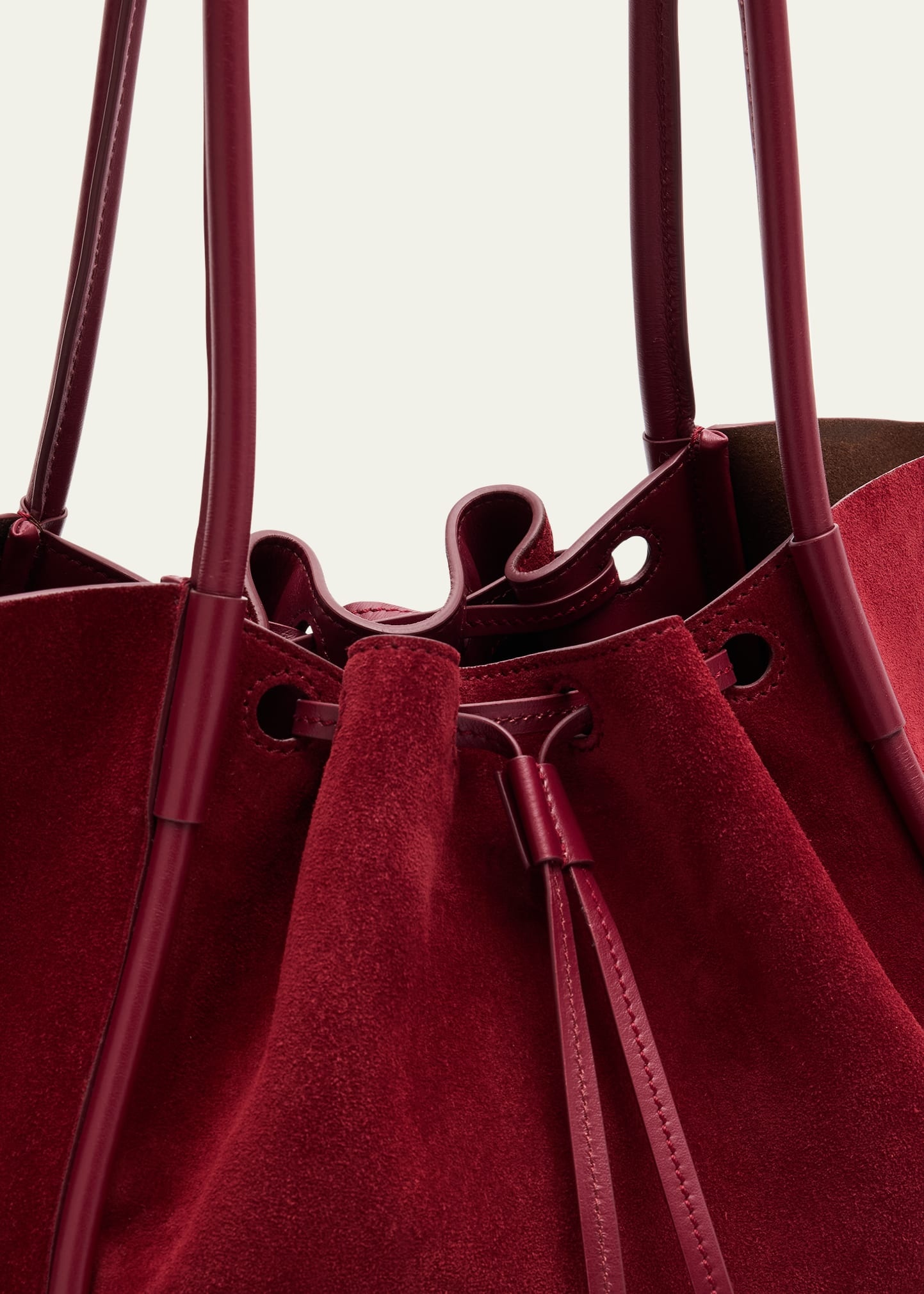 Large Ruched Suede Tote Bag - 5