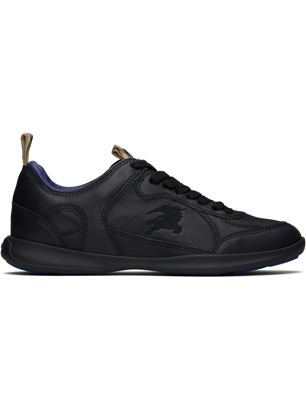 Black Leather Matrix Sneakers - 1