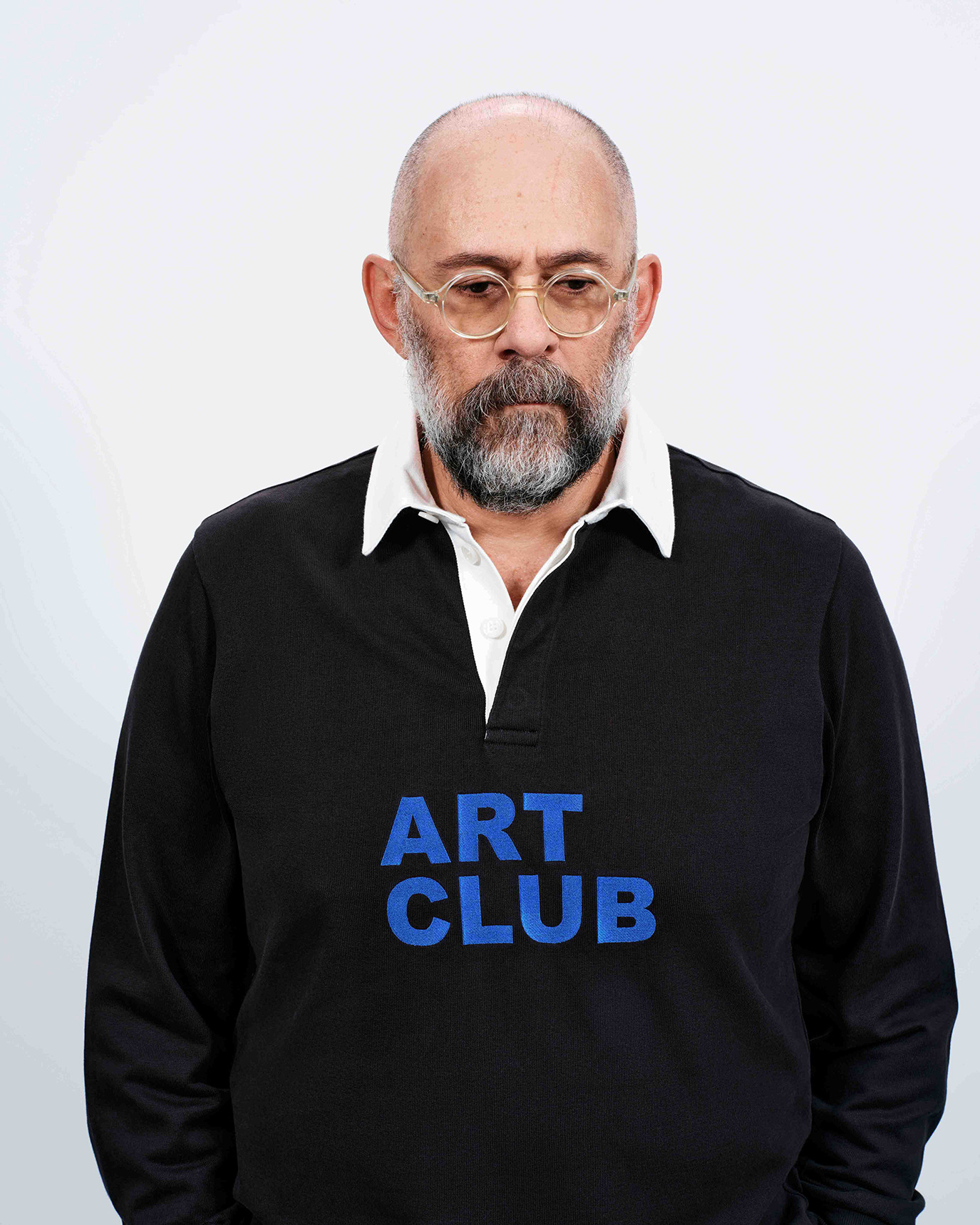 'ART CLUB' RUGBY POLO TOP IN WASHED BLACK - 5
