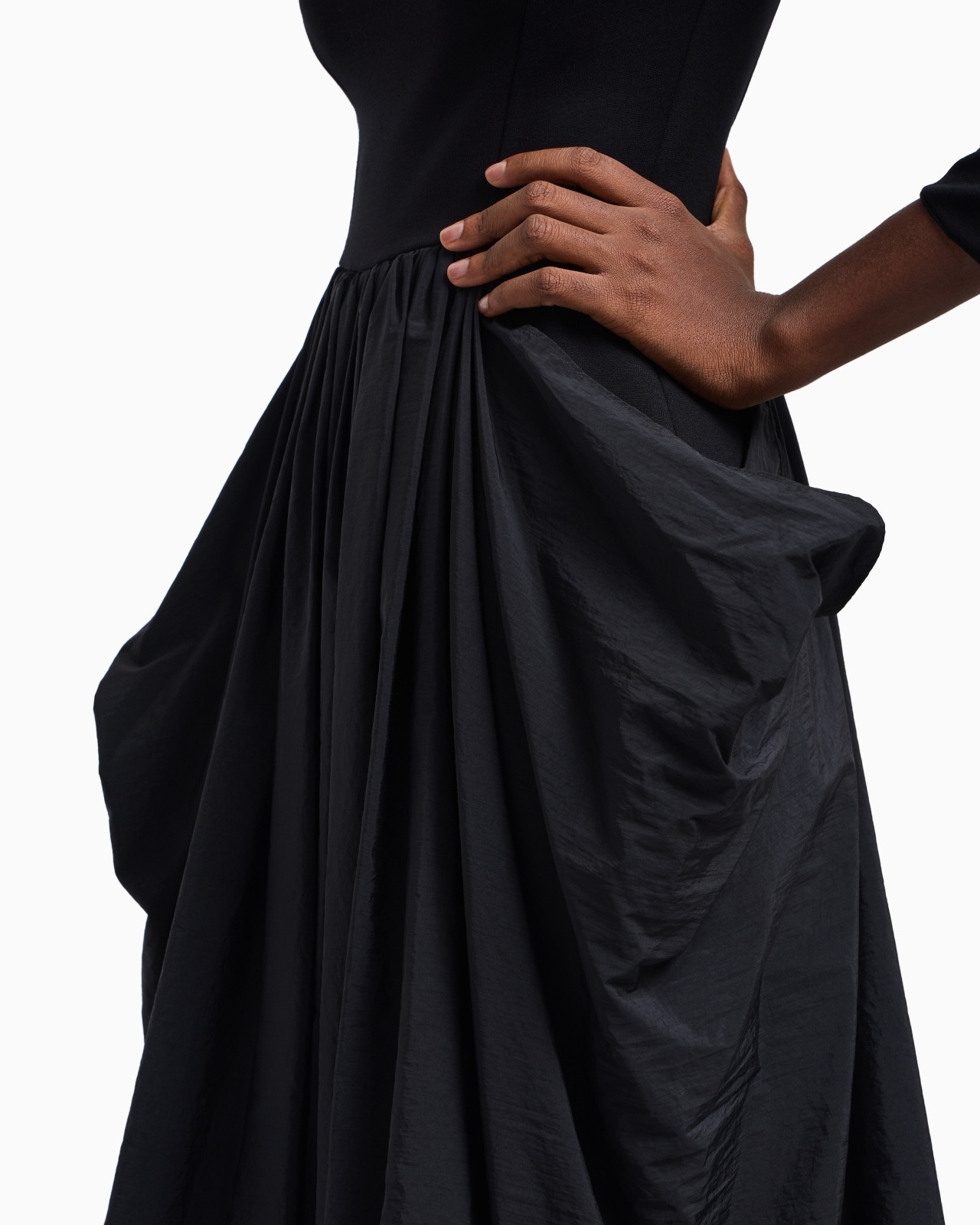 STRETCH MILANO-STITCH DRESS WITH TAFFETA SKIRT - 5
