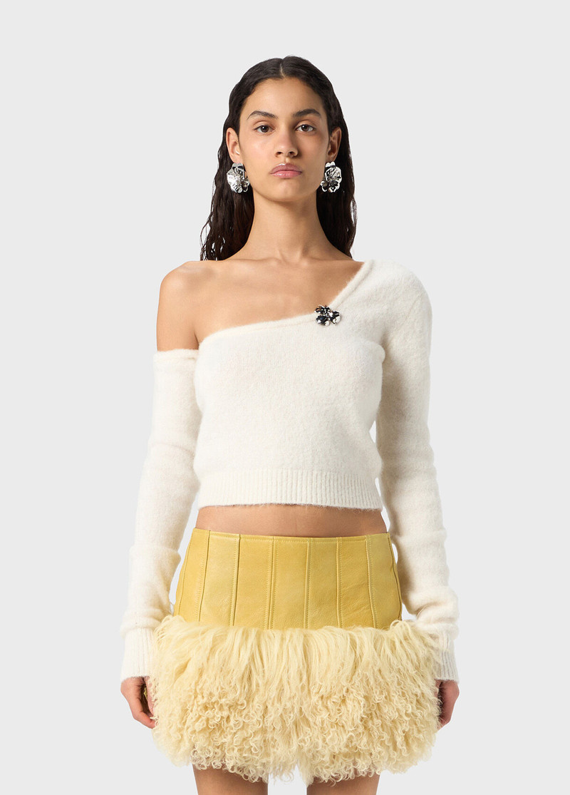 Blumarine ONE-SHOULDER TOP WITH METAL FLOWER outlook