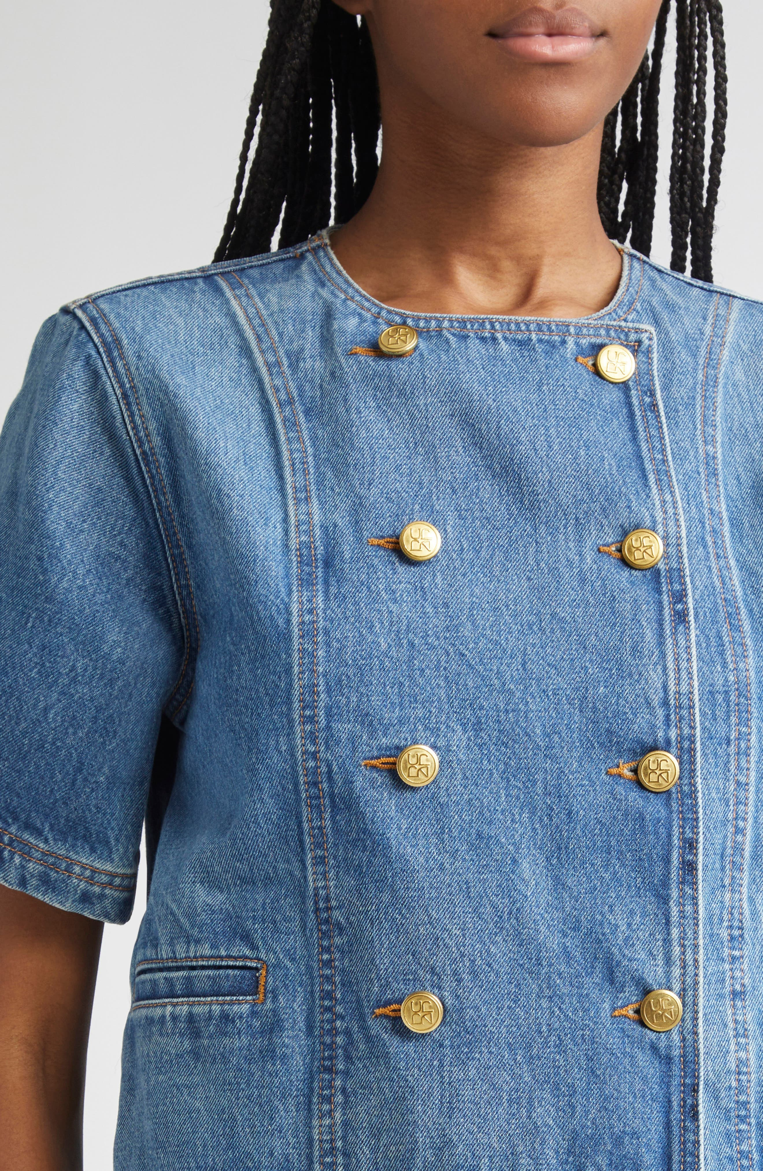 Ulla Johnson The Serge Double Breasted Denim Shirt in Danube at Nordstrom - 4