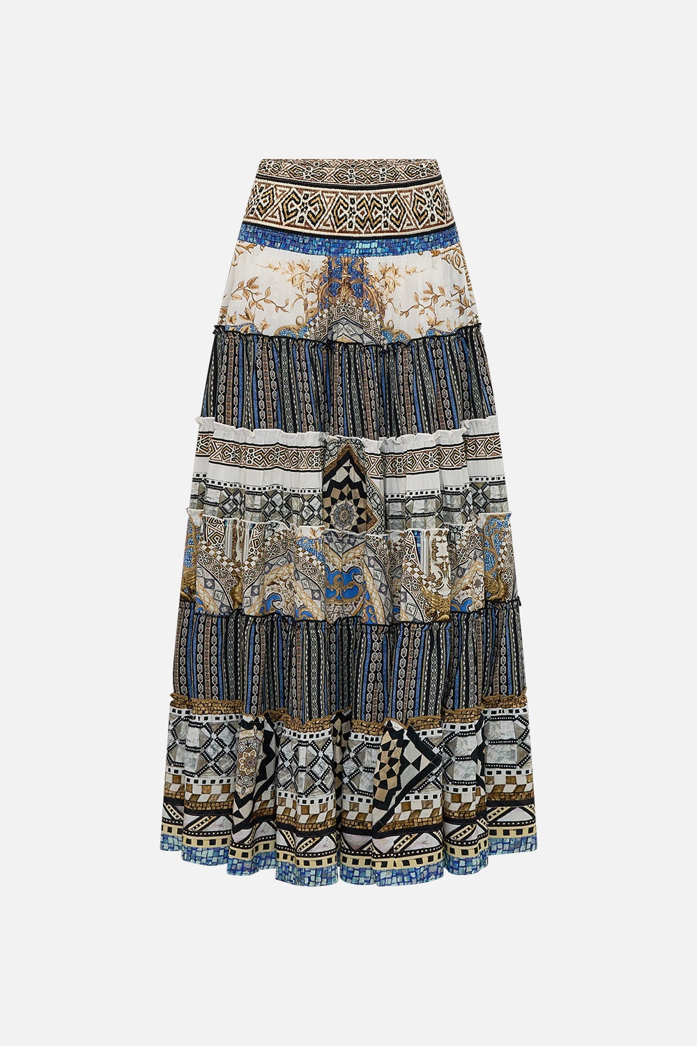 SHIRRED WAIST TIERED CIRCLE SKIRT - 4