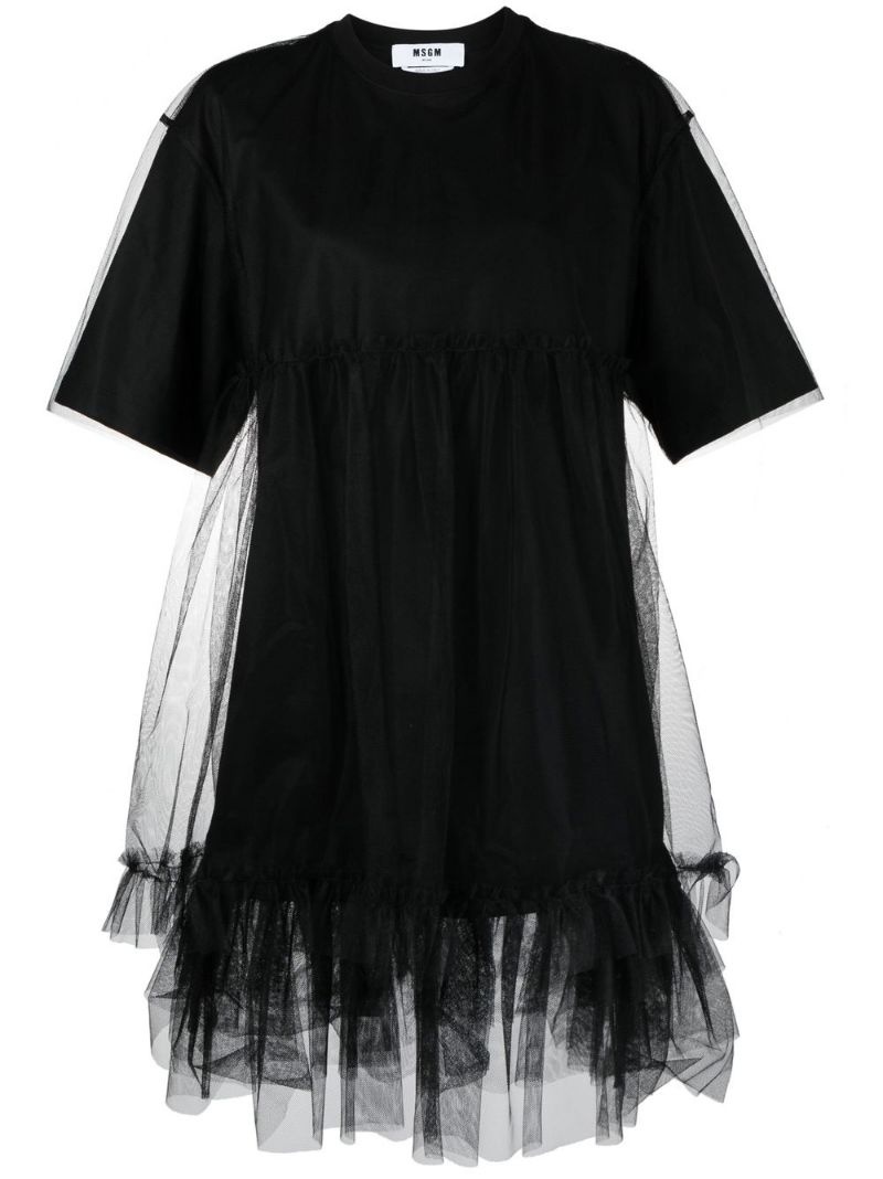 mesh overlay dress - 1