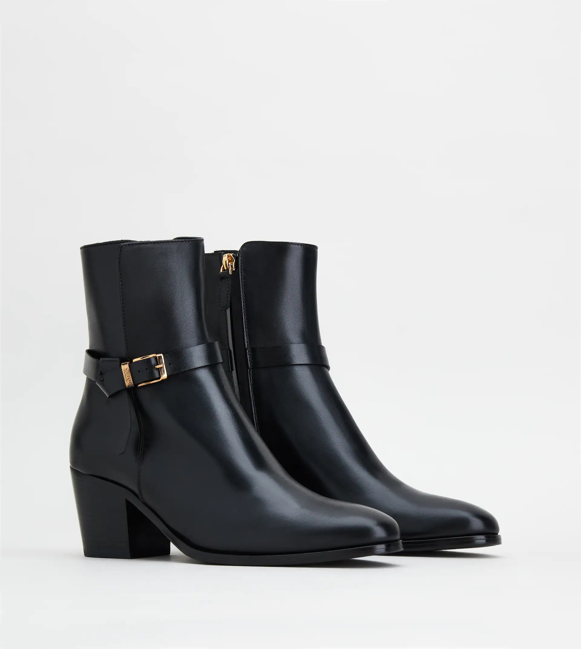 ANKLE BOOTS IN LEATHER - BLACK - 2