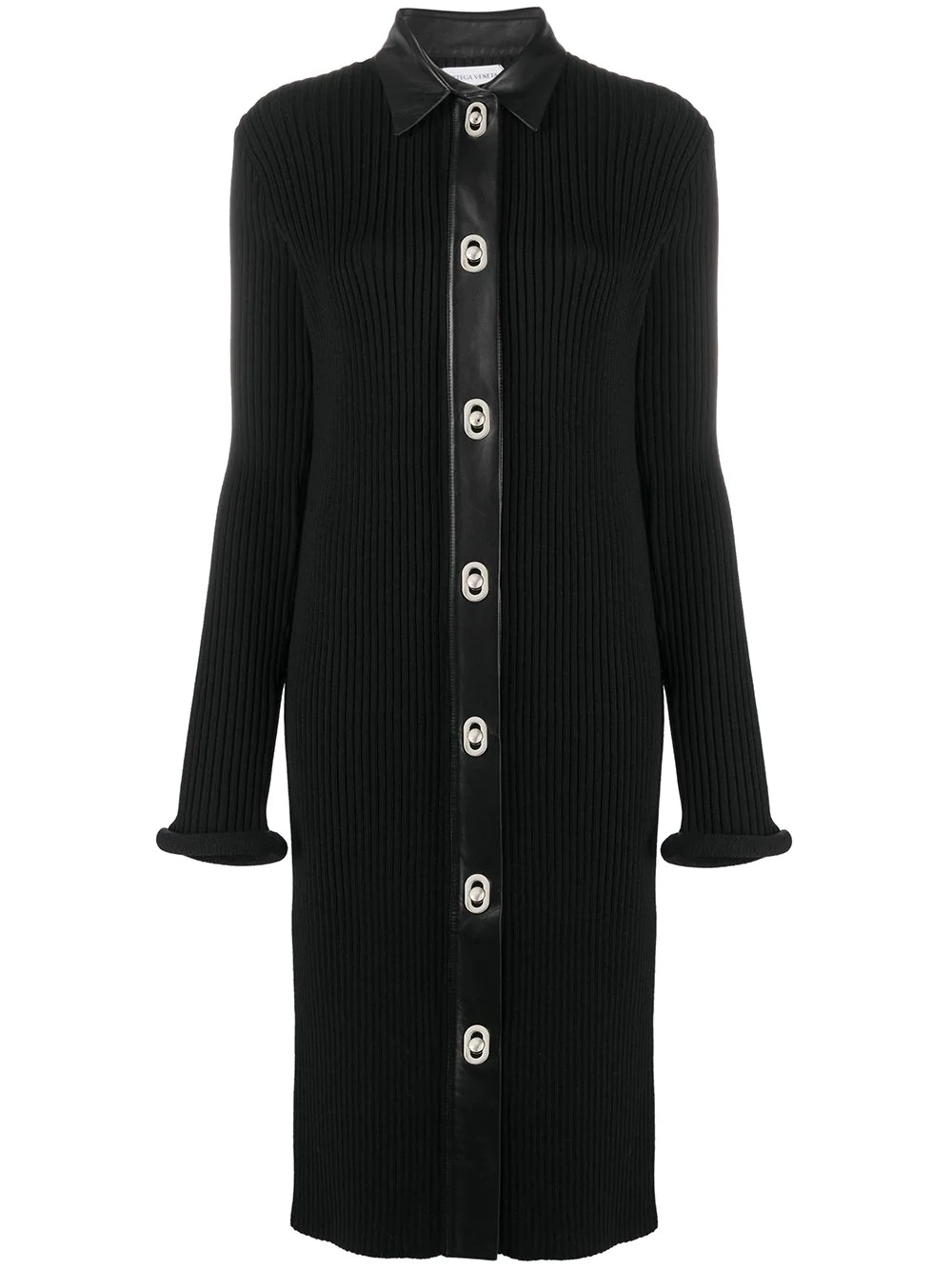 ribbed knit fitted dress - 1