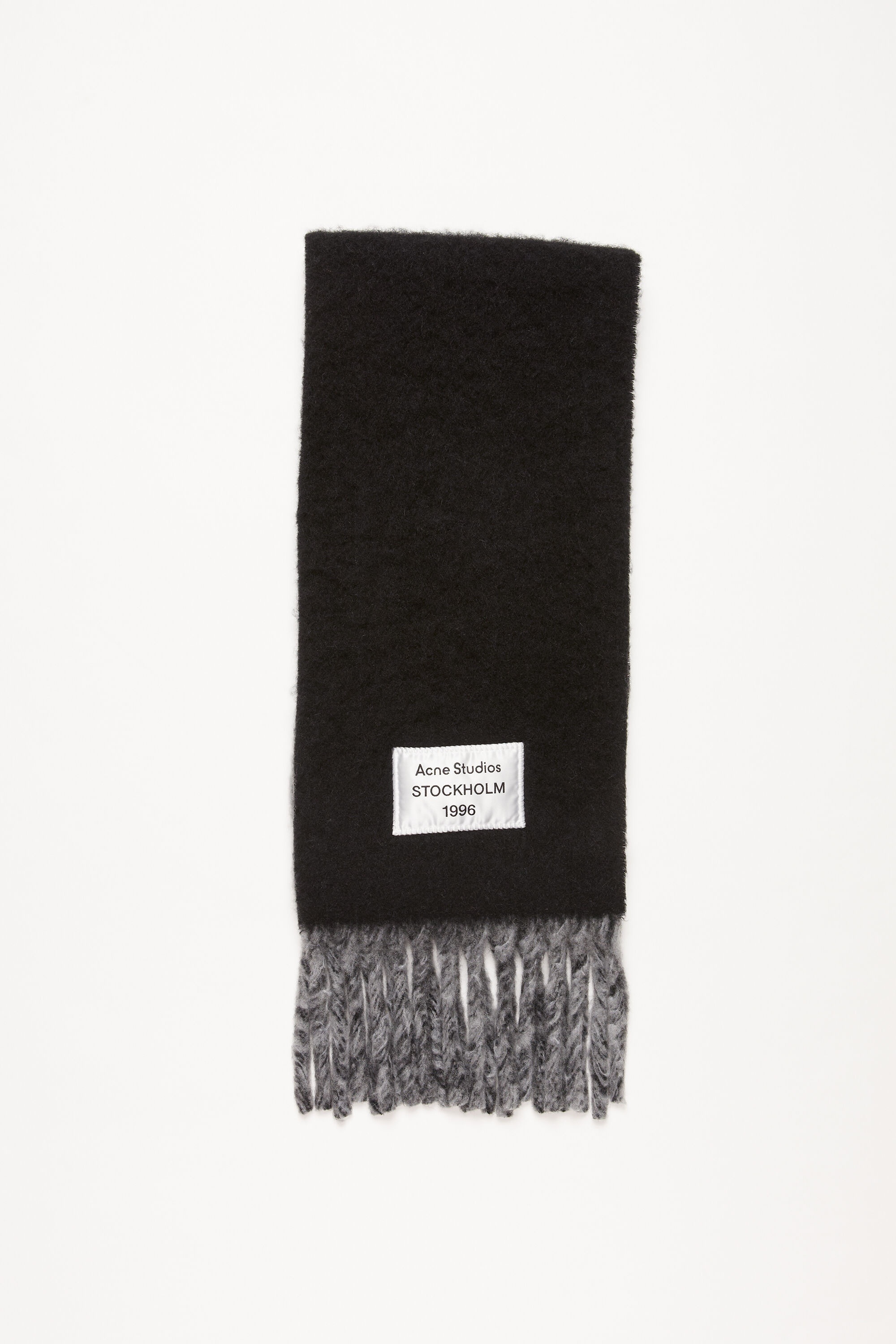 Fringed scarf logo label - Black/grey - 1