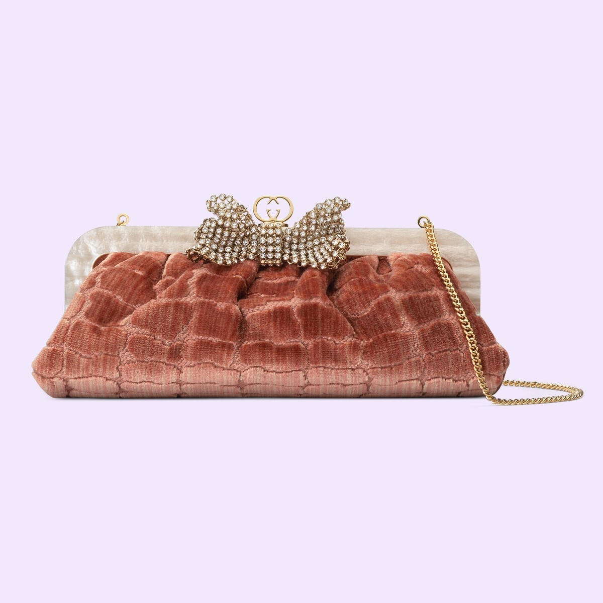 Crocodile velvet jacquard handbag - 1