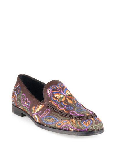 NEEDLES Papillon embroidered leather loafers outlook