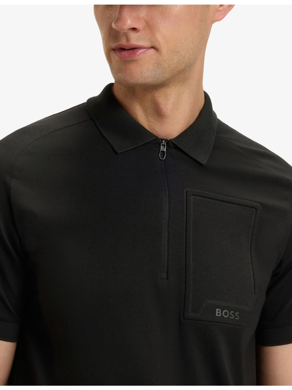 Embossed-Pocket Half-Zip Stretch-Cotton Polo Shirt - 5