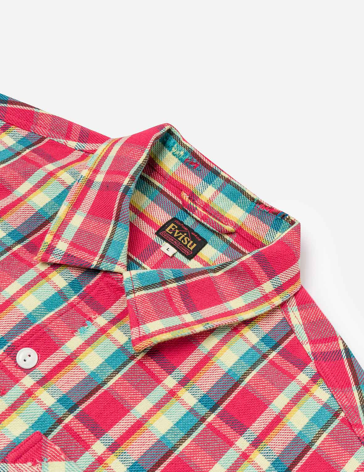 Seagull Print Relax Fit Plaid Flannel Shirt - 5