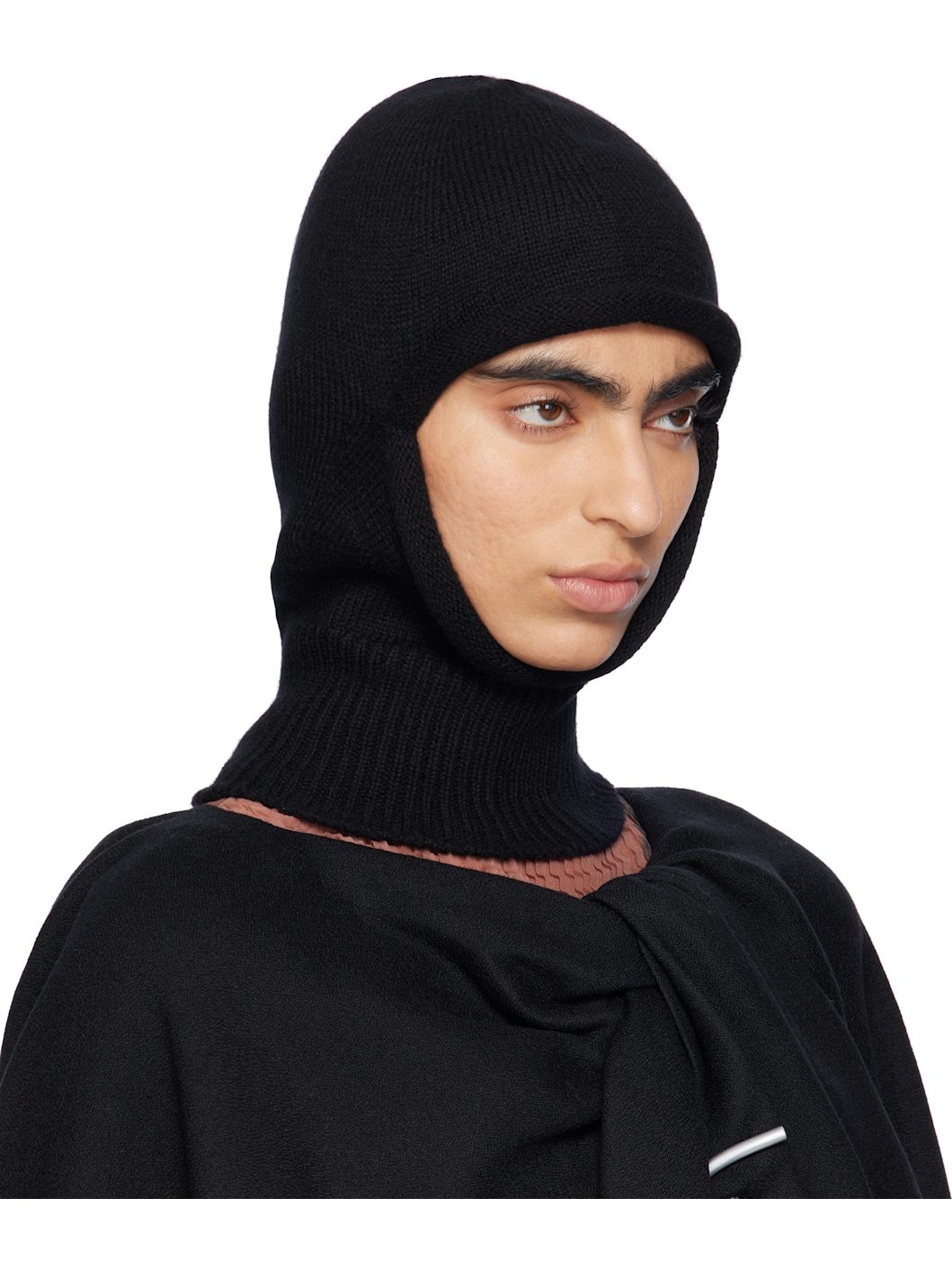 Black Chunky Wool Balaclava - 2