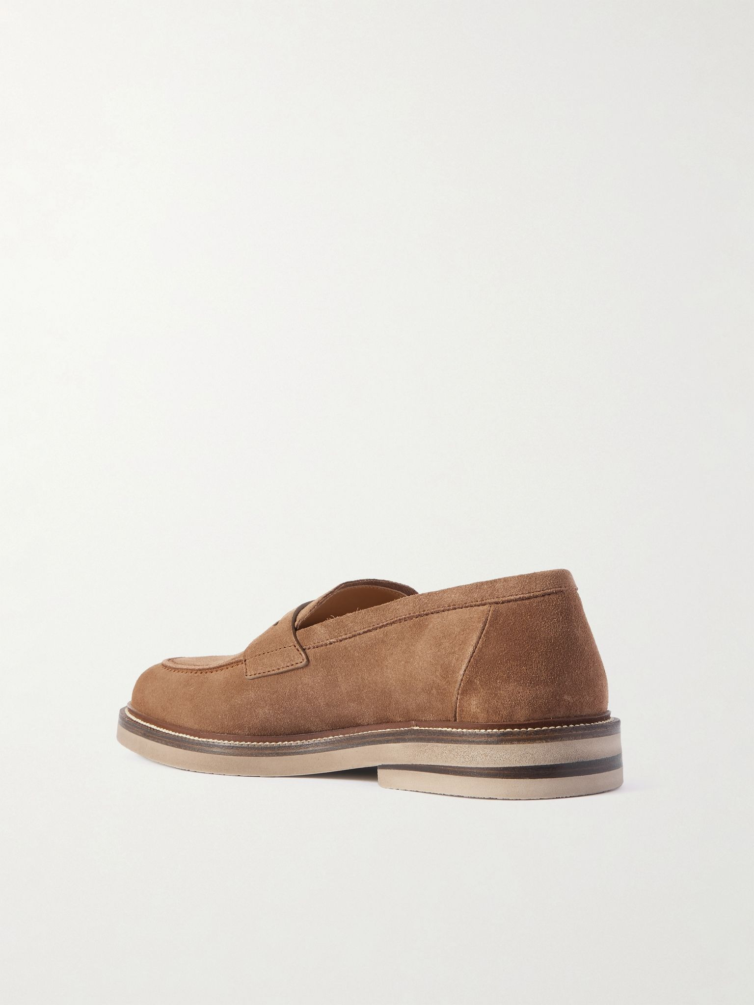Suede Penny Loafers Brown - 4