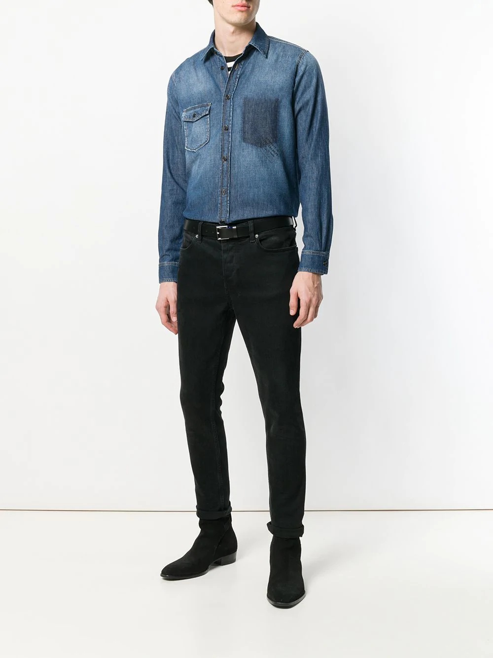 raw hem denim shirt - 2