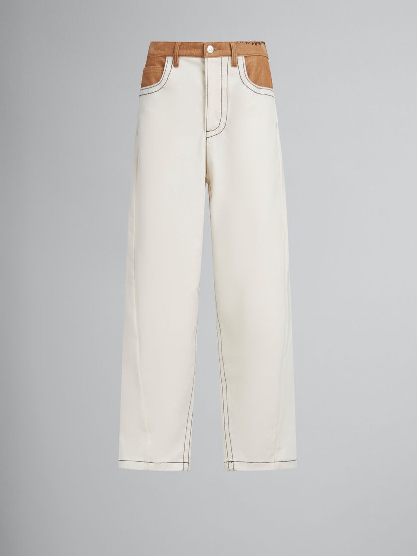 ECRU CARROT-FIT JEANS WITH MARNI MENDING - 1